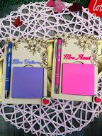 Post it Note Holder & Pen Set – Custom Engraved Desk Organizer – Teacher Gift, Office Decor, Coworker Gift, Boss Gift, Engraved Holder