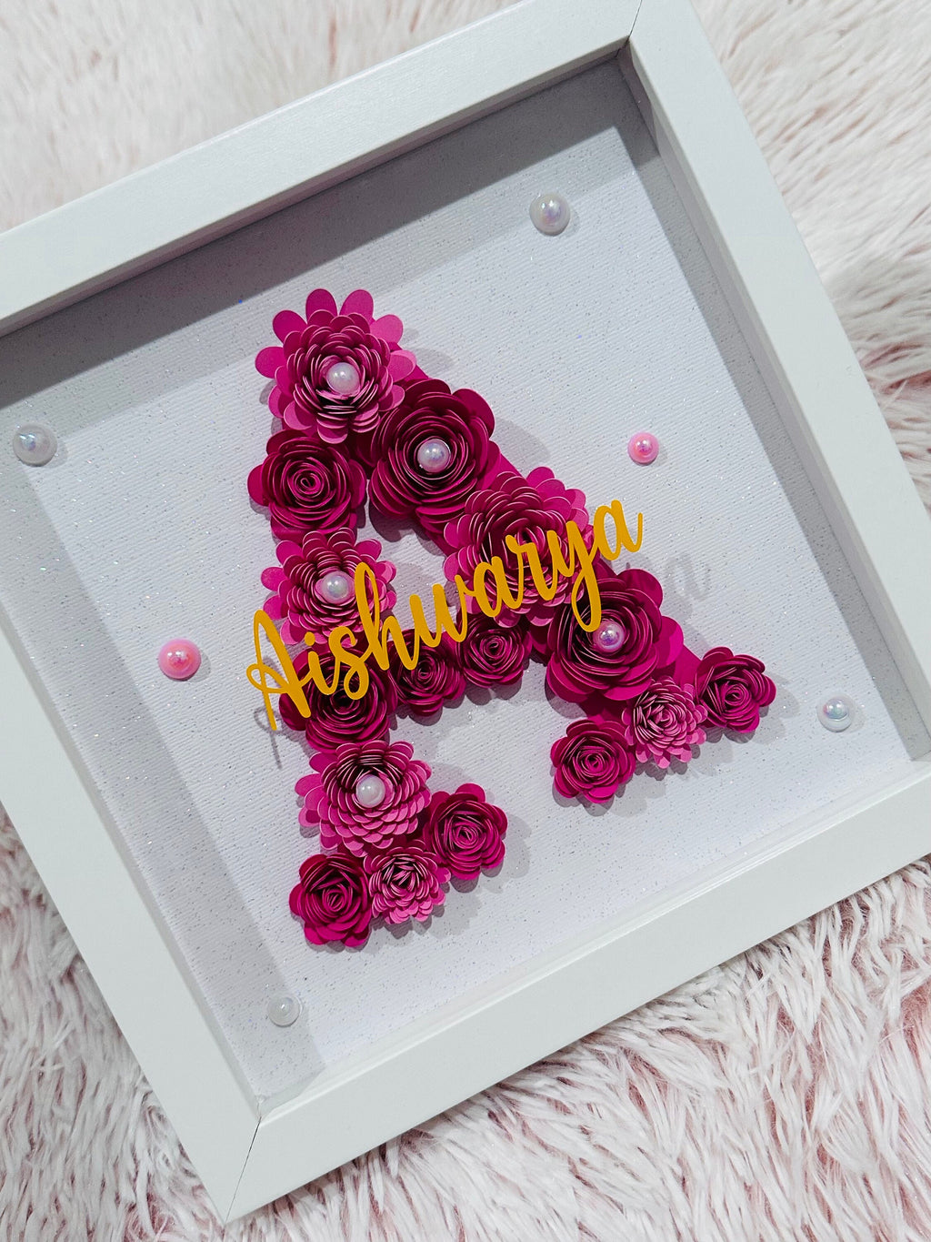 Personalised Initial Shadow Box, Custom Shadow Box, Paper flower Shadow Box, ShadowBox, Return Gifts, Initial Shadow Box, Birthday Gifts