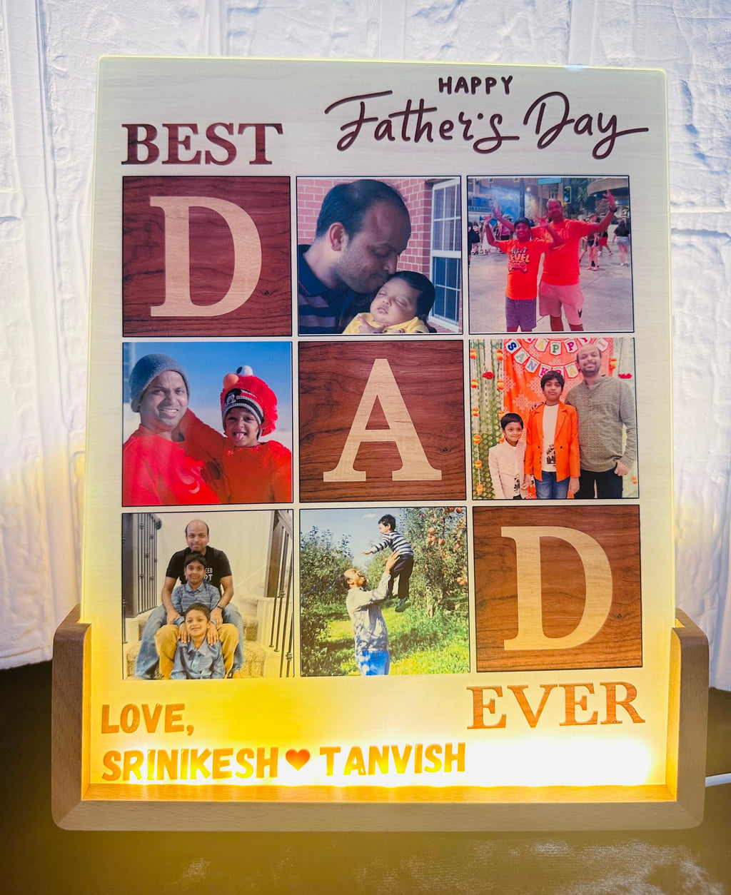 Father's Day Photo Frame with Light, Dad Gifts, Dad Photo frame, Light Frame, unique gifts, Unique Dad Gifts, Fathers day Gifts, Glass Frame