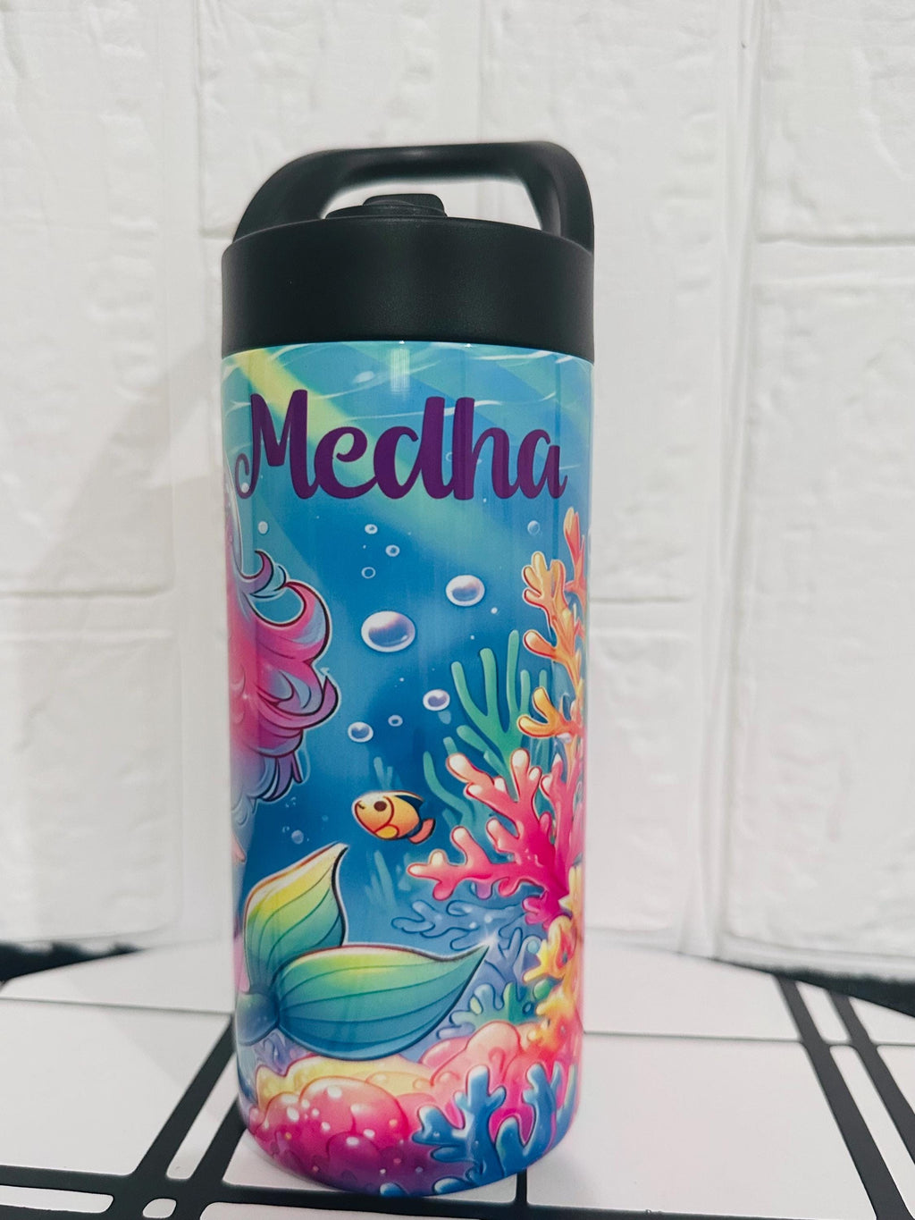 Mermaid Water Tumbler, Custom Water Tumbler, 16oz 20oz Custom Tumbler, Water Tumbler for Kids, School Water Bottle, Kids Return Gifts
