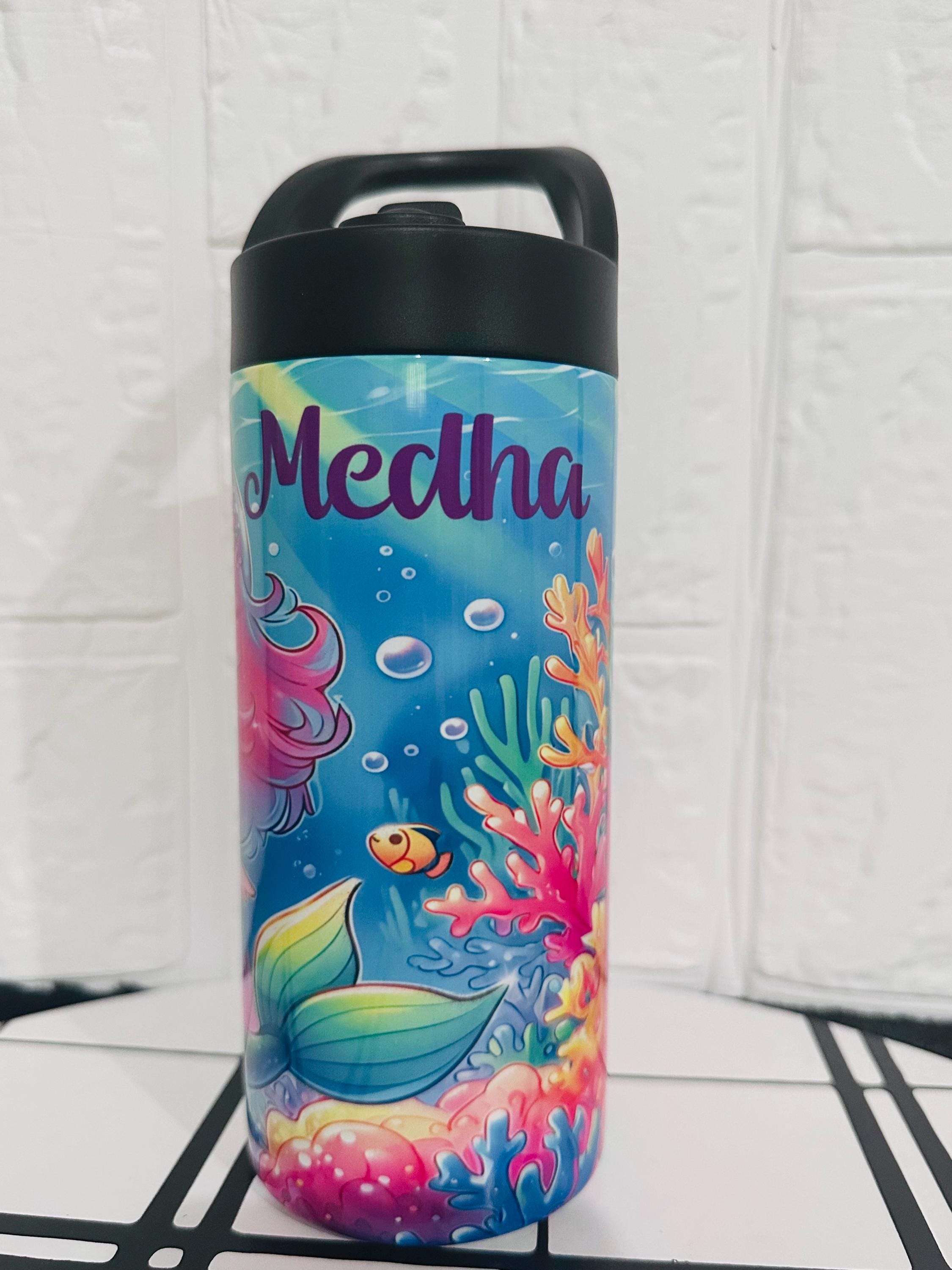 Mermaid Water Tumbler, Custom Water Tumbler, 16oz 20oz Custom Tumbler, Water Tumbler for Kids, School Water Bottle, Kids Return Gifts