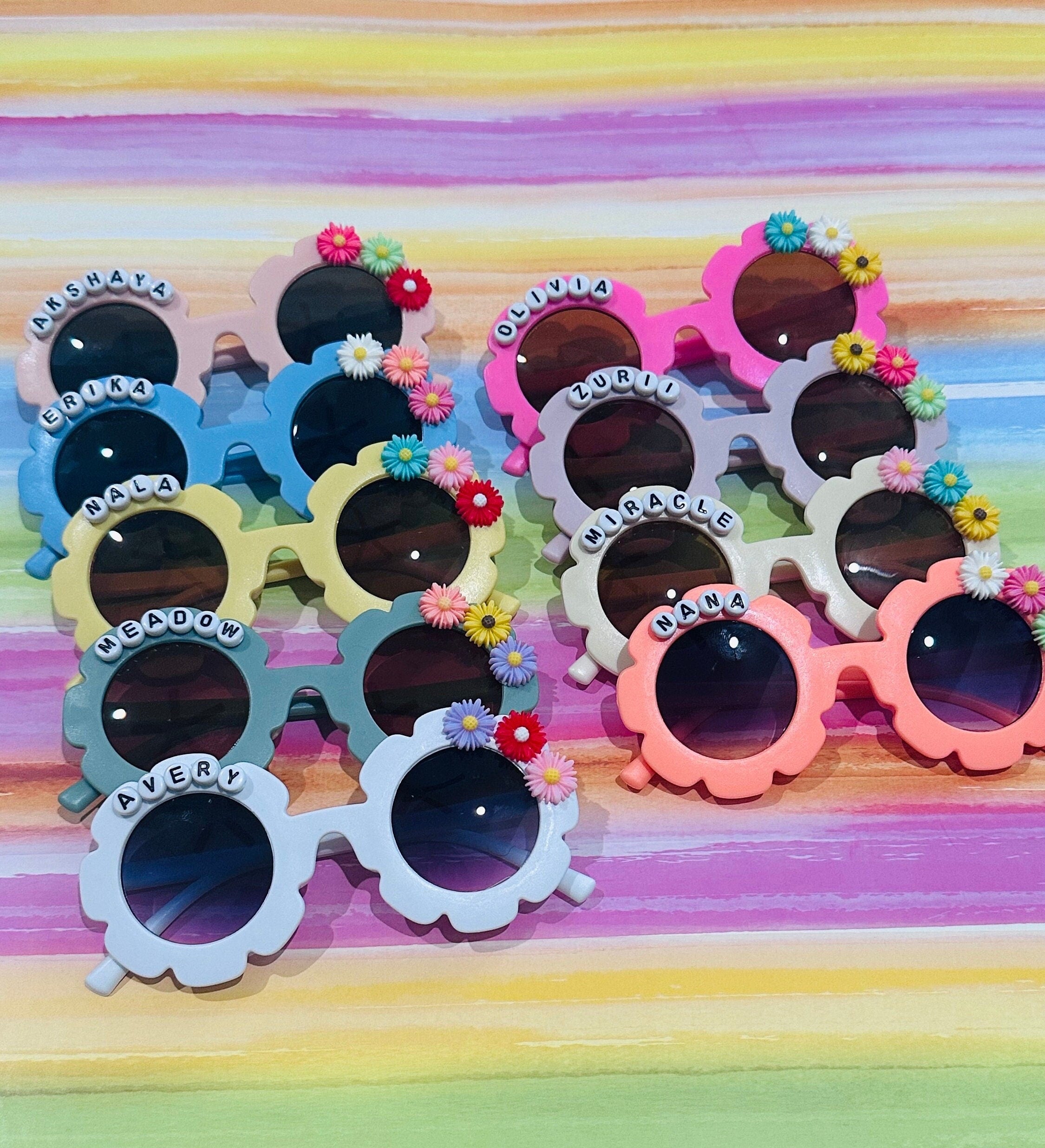 Personalized Sunglasses for Kids, Daisy Sunglasses for kids, Toddler Sunglasses, Flower Glasses, Custom Glasses, Party Favors, Valentines