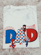 Custom white DTF t-shirt with Spider Dad birthday design