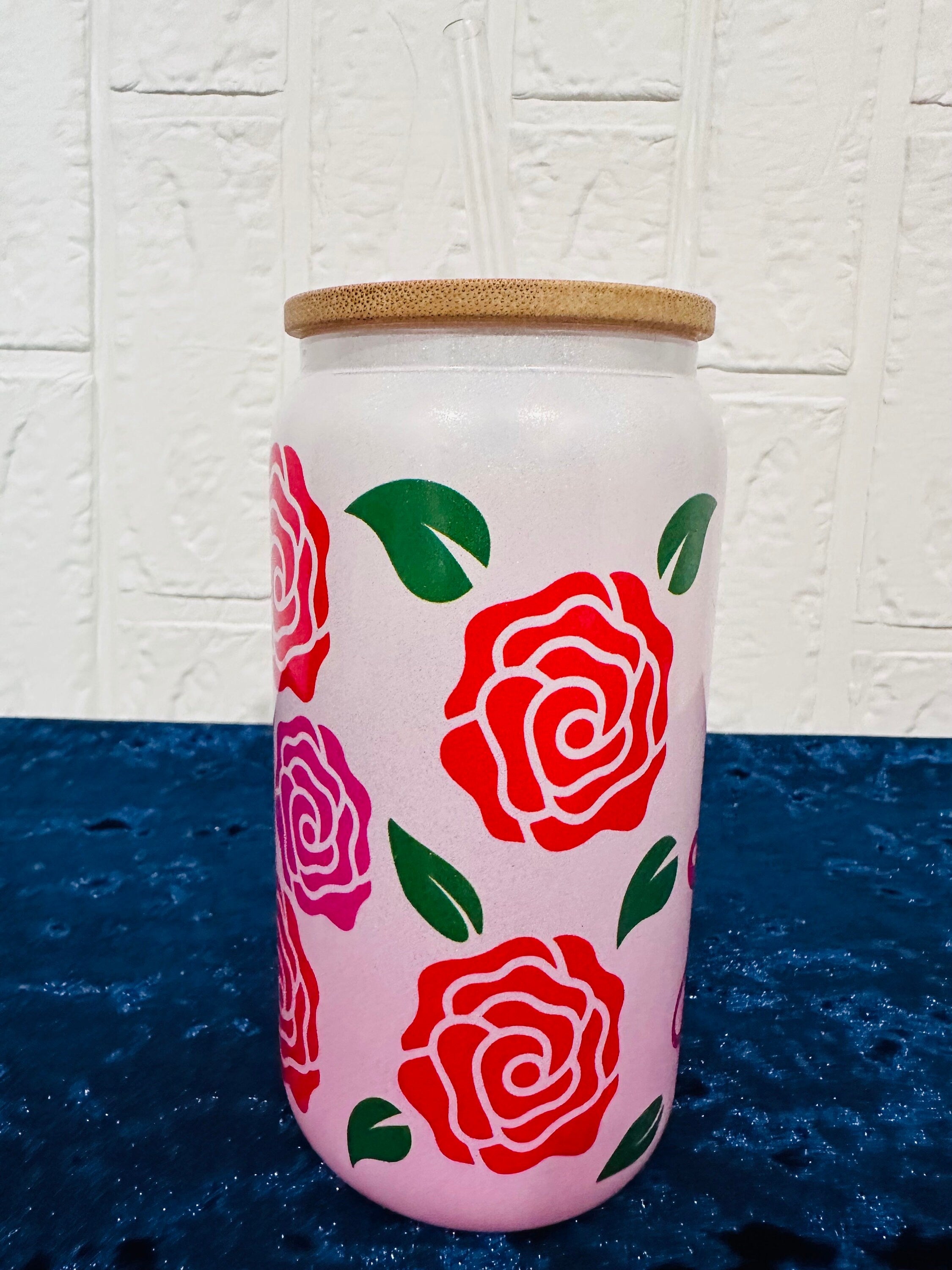 16oz Libby Glass can, Gradient Ombre Pink Glass can, Gifts for Girls, Shimmer Glass Tumbler, 16oz Glass Tumbler, Glass Tumbler, Glass Can