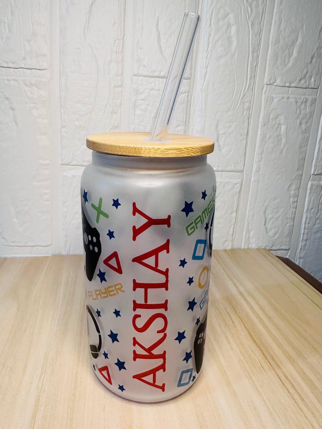 Gamer Glass Can, 16oz Libby Glass can, 12oz Glass can, Gifts for Boys, Frosted Glass Tumbler, Gamer Glass Tumbler, Glass Tumbler, Glass Can