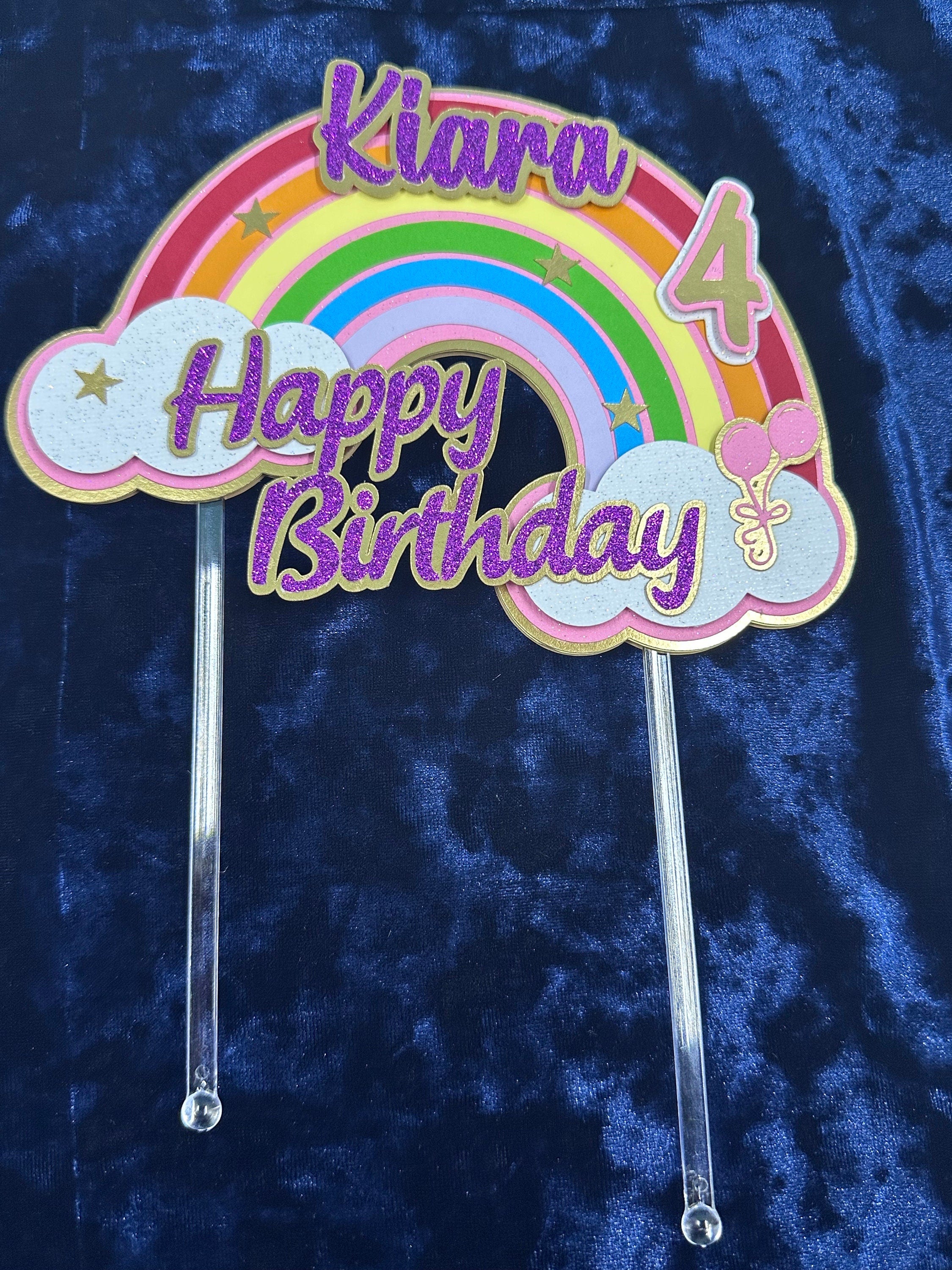 Custom Cake Topper, Birthday Cake Topper, Rainbow Cake Topper, Cake Topper, Personalized Cake Topper, Birthday, Birthday Party Supplies