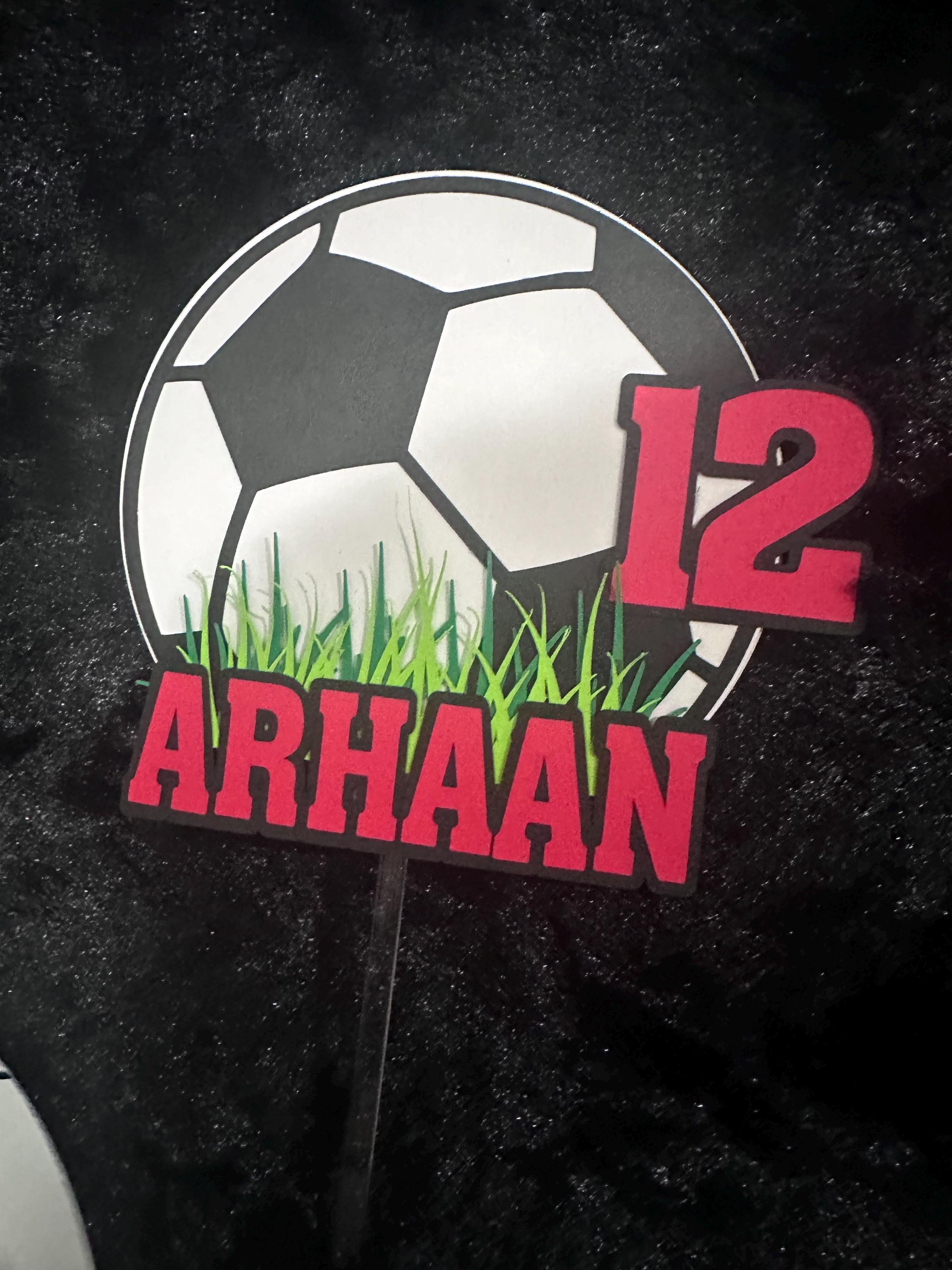 Custom soccerCake Topper, Birthday Cake Topper, soccer Cake Topper, Cake Topper, Personalized Cake Topper, Birthday, Birthday Party Supplies