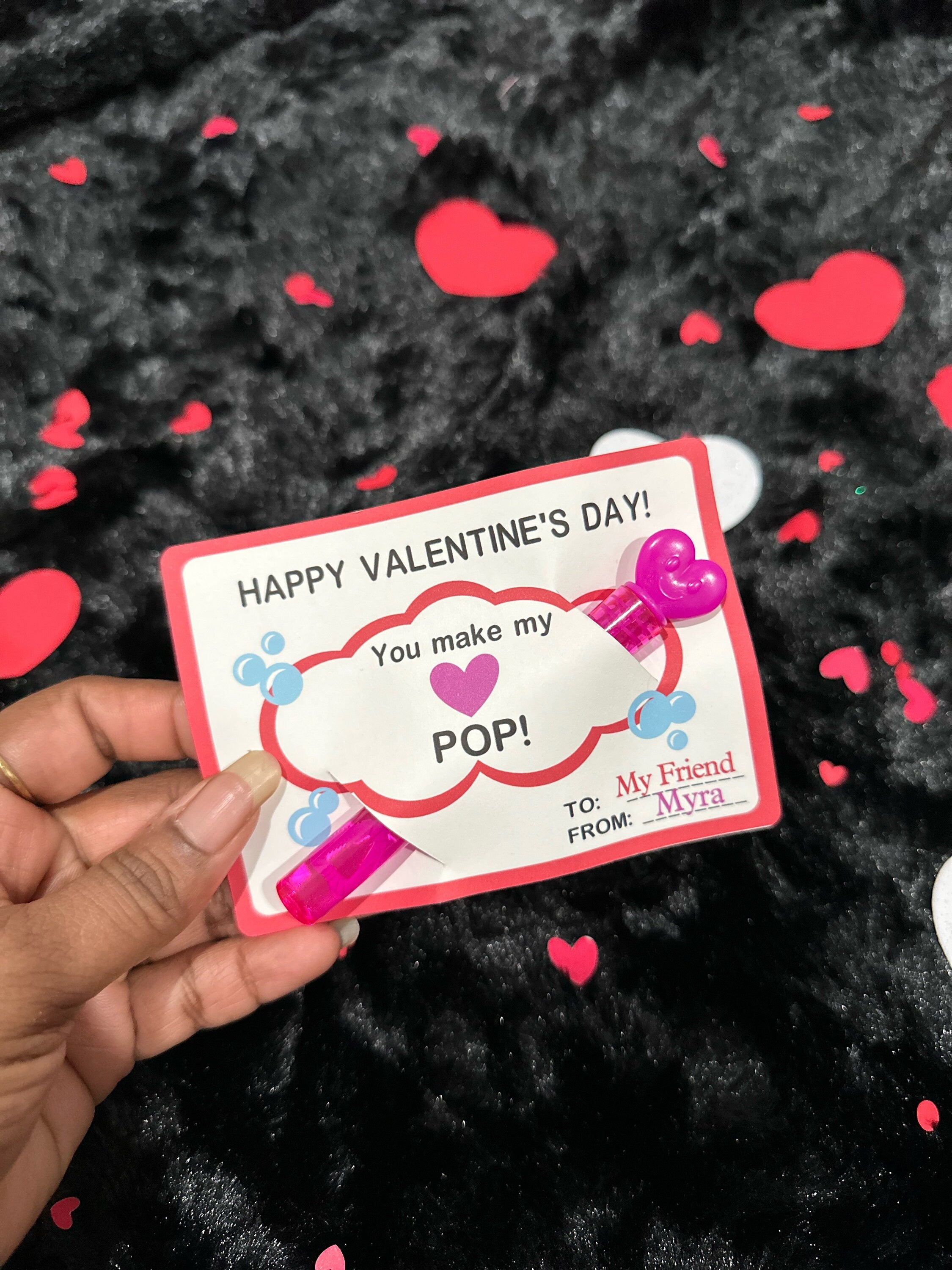 Valentine Cards with Bubble Wand,Classroom Valentines, Valentine card,Kids Valentines