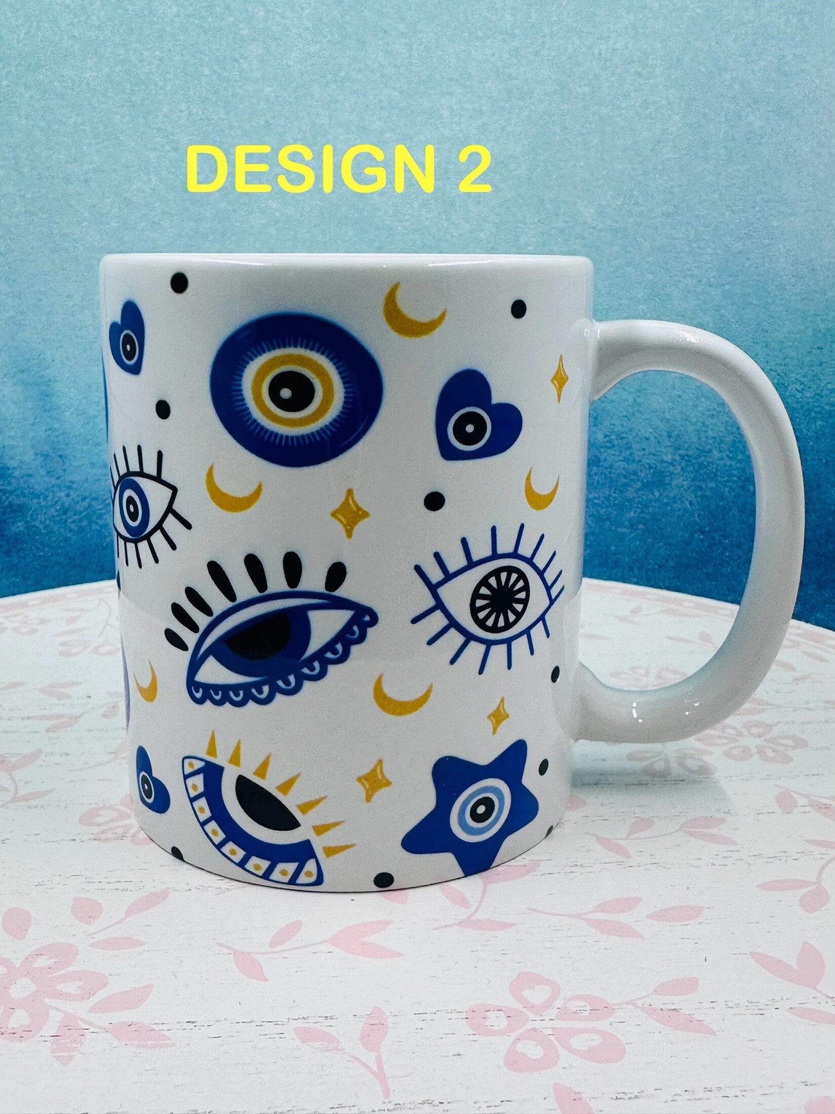 Personalized Mug, Evil Eye Mugs, 11oz Mug, Evil Eye Design Mugs, Mugs, Custom mugs, Kitchenware, Evil Eye Design Mug