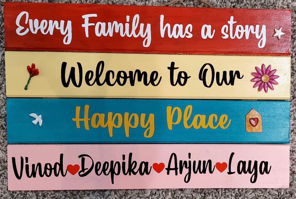 Welcome Family Sign, Name Boards, Family Name Boards, Entryway Sign, Indian Family Name Boards, Housewarming Gifts, Indian Family Board