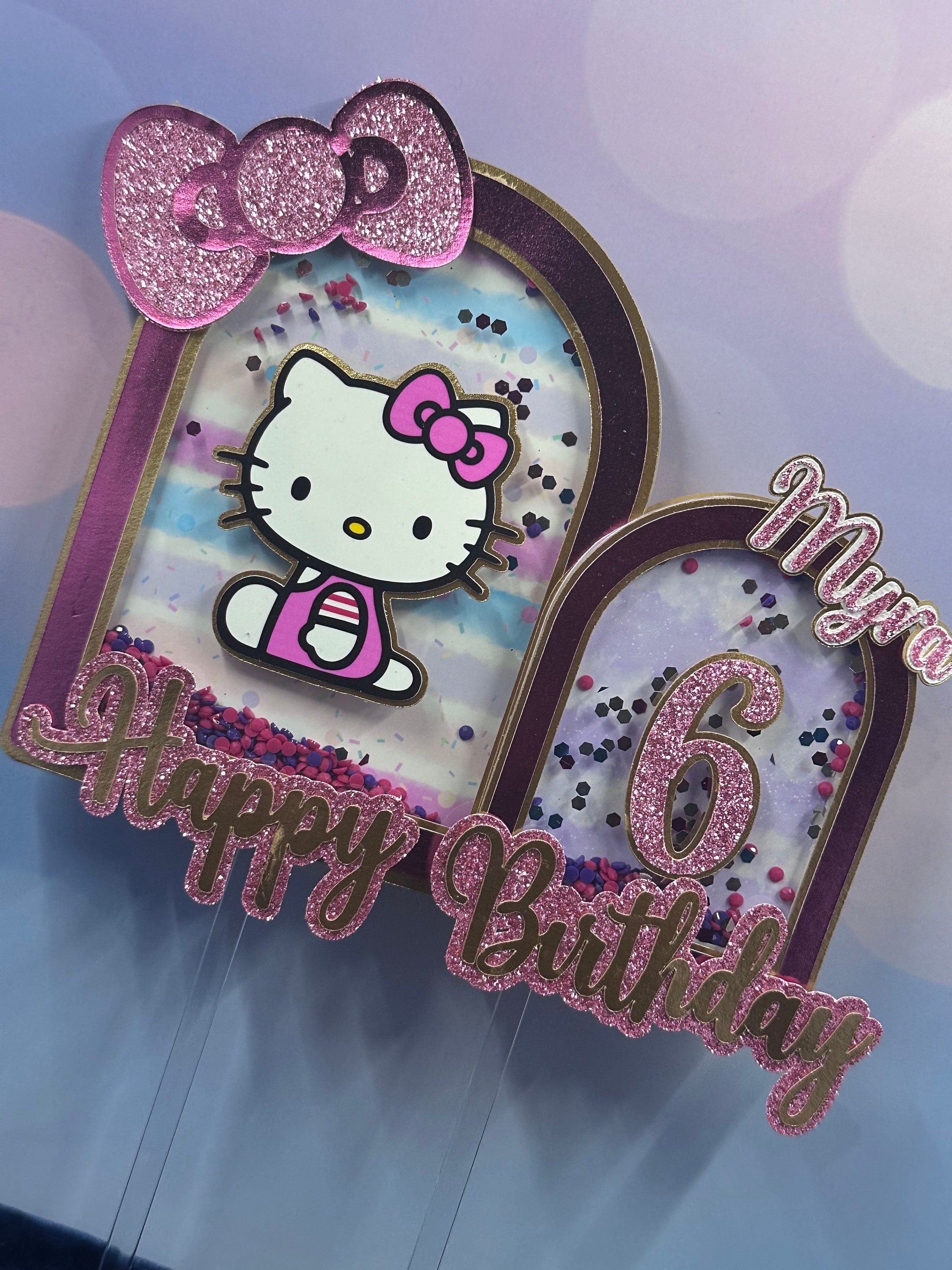 Custom Cake Topper, Birthday Cake Topper, Hello Kitty Cake Topper, Cake Topper, Personalized Cake Topper, Birthday, Birthday Party Supplies