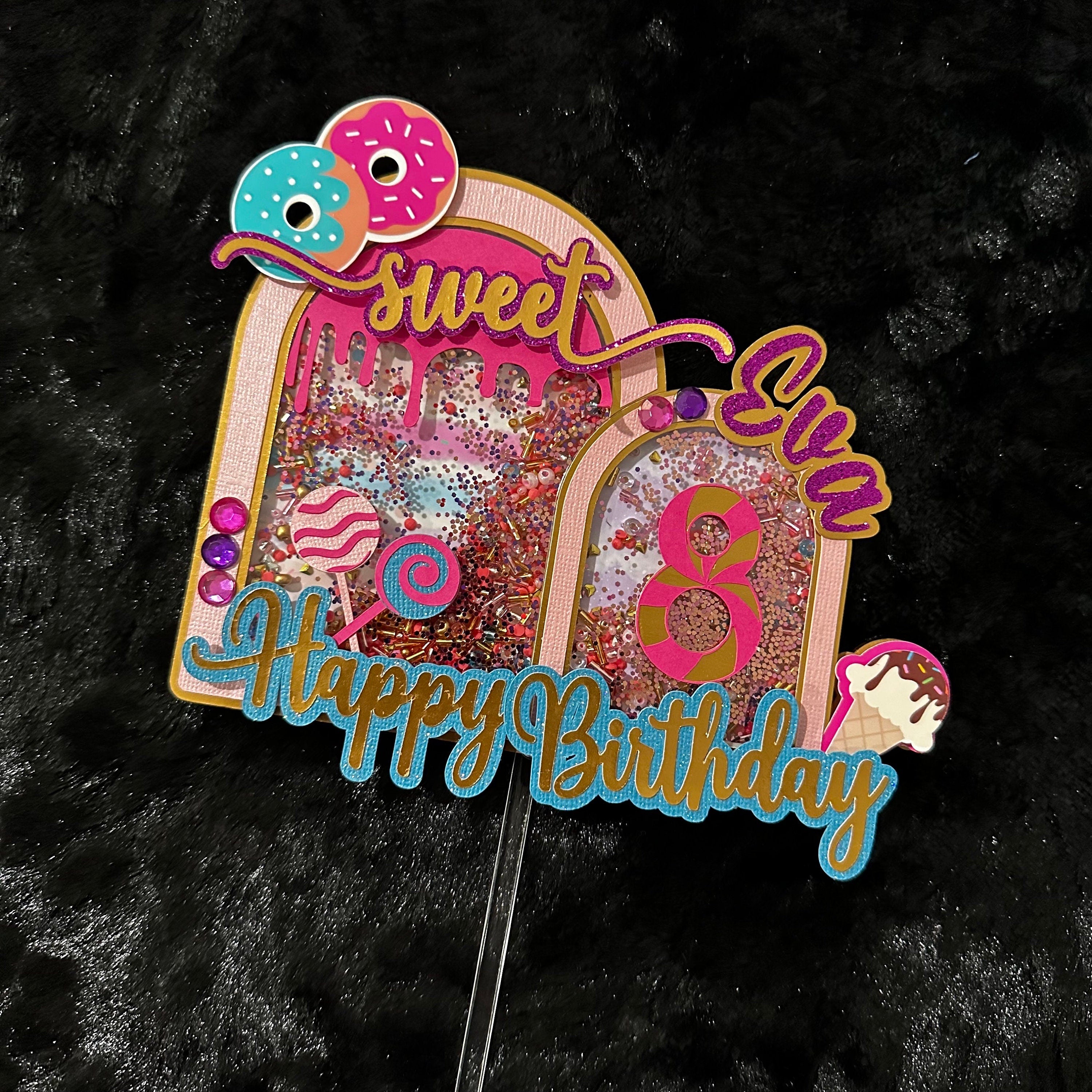 Candy Theme Caketopper, Happy Birthday Caketopper, Candy Caketopper, Shaker Caketopper, Candy Themed Party, Party Decorations, Party Toppers