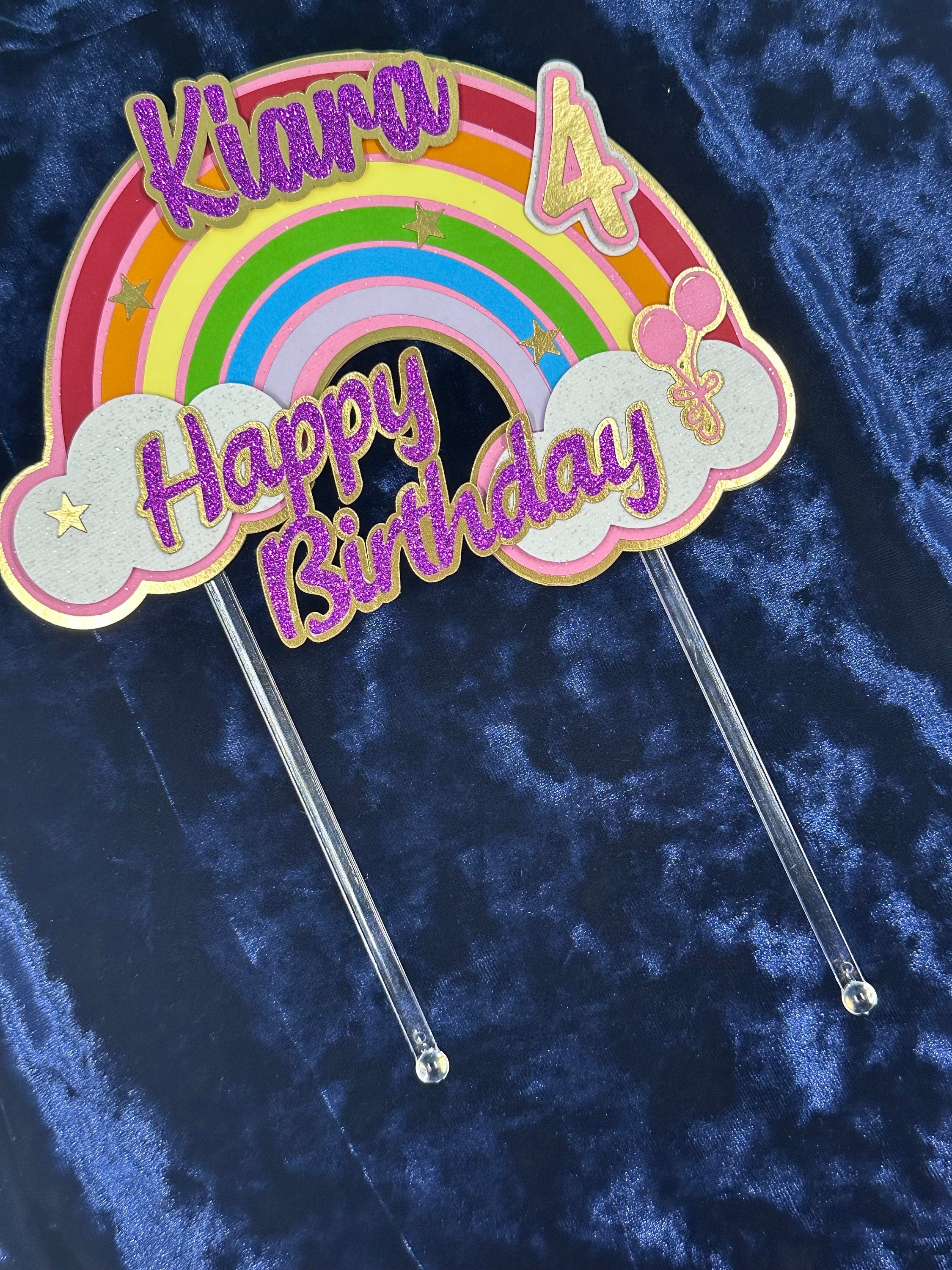 Custom Cake Topper, Birthday Cake Topper, Rainbow Cake Topper, Cake Topper, Personalized Cake Topper, Birthday, Birthday Party Supplies