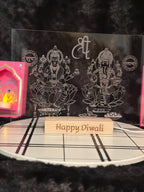 LED Engraved Acrylic Light Featuring Lakshmi & Ganesha, Custom Message, Housewarming Gift, Gifts, Customized Gifts, Led Light, Home Decor