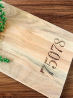 Personalized Acacia Wood Cutting Board, Custom Zip Code, Name, Business Logo, Laser Engraved Charcuterie Board, Realtor Gift, Housewarming