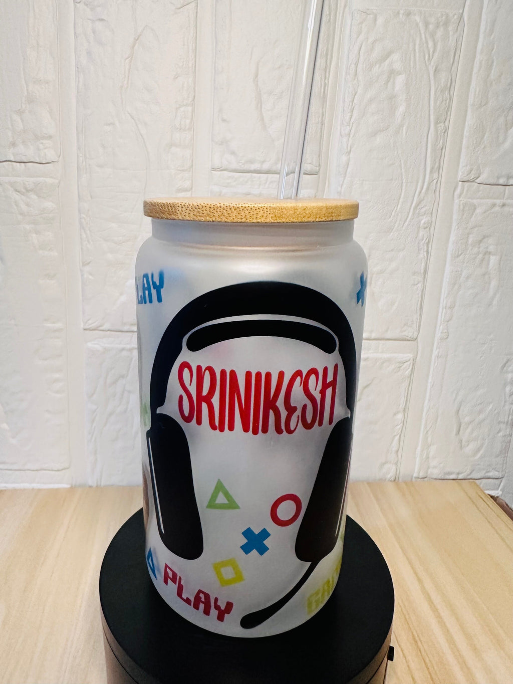 Gamer Glass Can, 16oz Libby Glass can, 12oz Glass can, Gifts for Gamer, Frosted Glass Tumbler, Gamer Glass Tumbler, Glass Tumbler, Glass Can