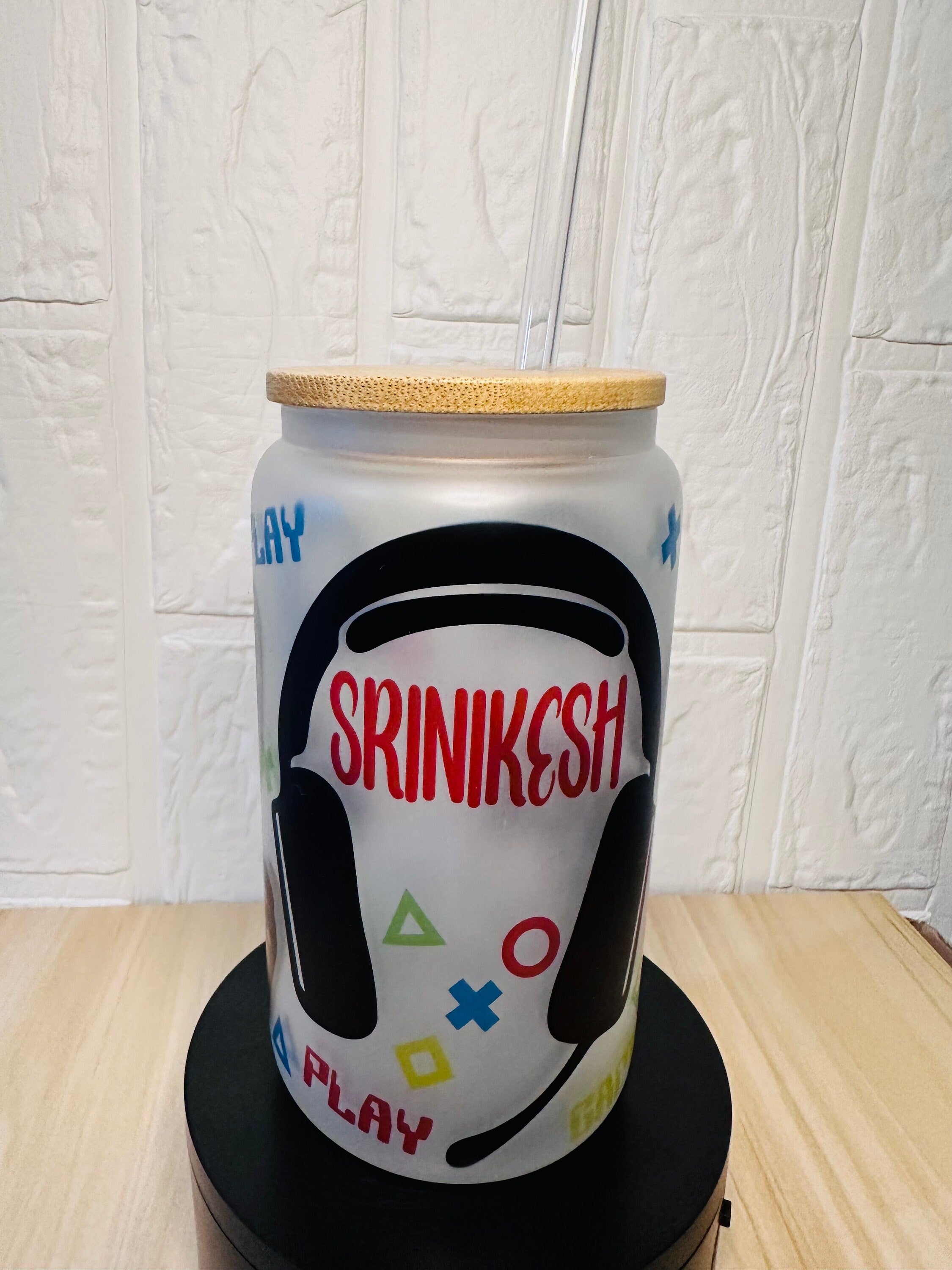 Gamer Glass Can, 16oz Libby Glass can, 12oz Glass can, Gifts for Gamer, Frosted Glass Tumbler, Gamer Glass Tumbler, Glass Tumbler, Glass Can