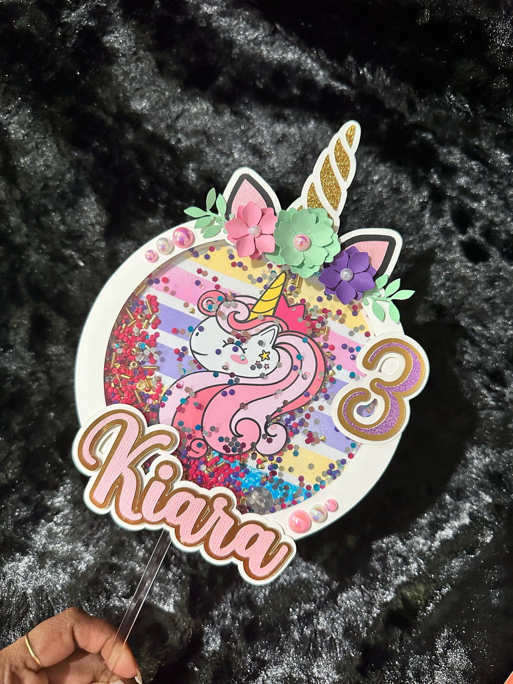 Unicorn Birthday Caketopper, Birthday Cake Topper, Cake Topper, Shaker Cake topper, Cake Toppers, Party supplies, cake decorations, Unicorn