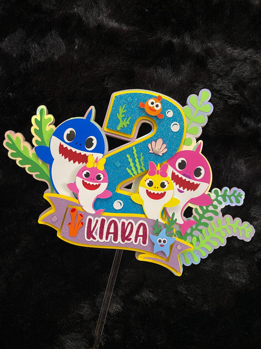 Custom Cake Topper, Birthday Cake Topper, Baby Shark Cake Topper, Cake Topper, Personalized Cake Topper, Birthday, Birthday Party Supplies