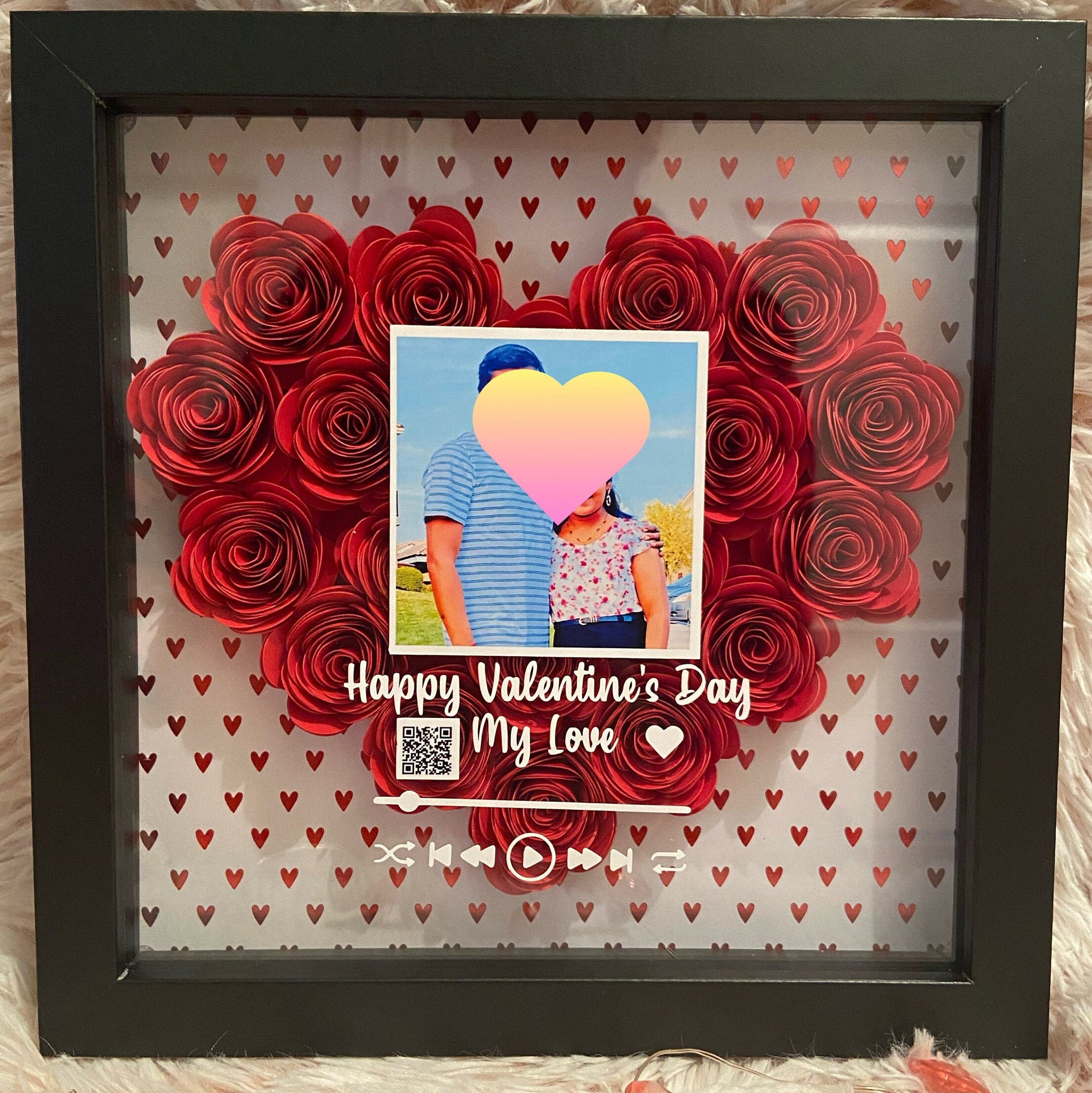 Valentines day Shadow Box, Valentine Shadow Box, Custom Song Shadow Box, QR Code Sign Valentine Shadow Box, Heart Shadow Box, Valentines Day