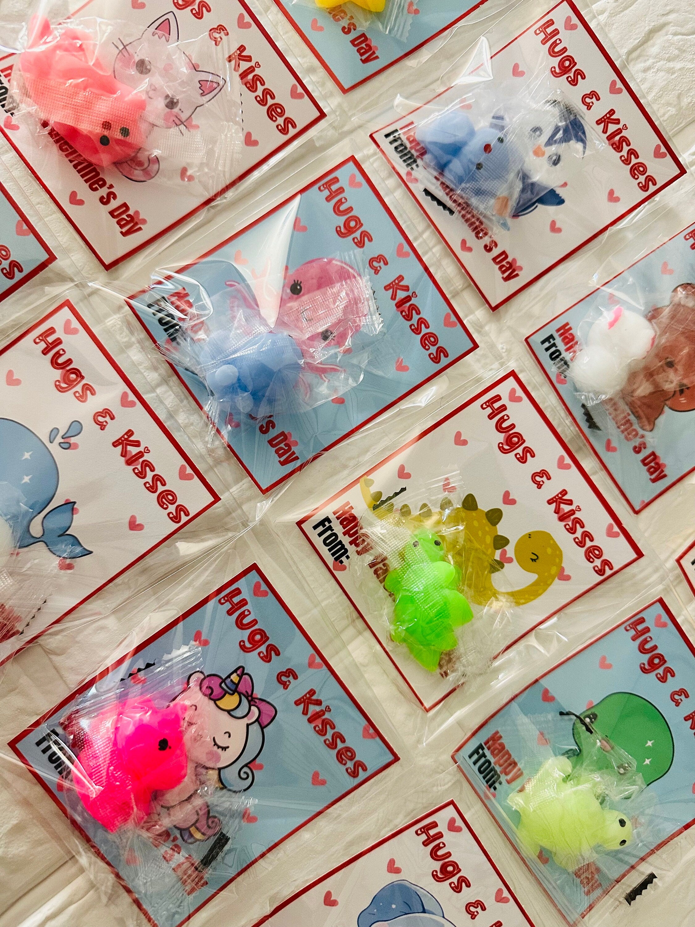 Kids Classroom Valentines,Squishy Valentines,kawaii Mochi Squishy Cards,Mixed  Squishy Holders,Squishy holder cards,Valentine Kawaii Squishy
