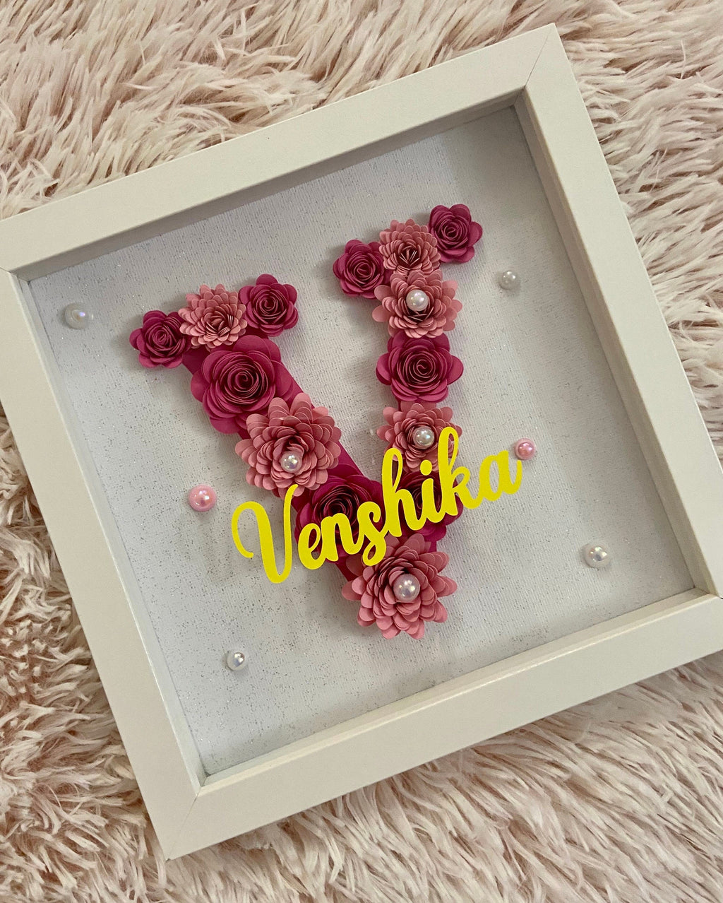 Personalised Initial Shadow Box, Custom Shadow Box, Paper flower Shadow Box, ShadowBox, Return Gifts, Initial Shadow Box, Birthday Gifts