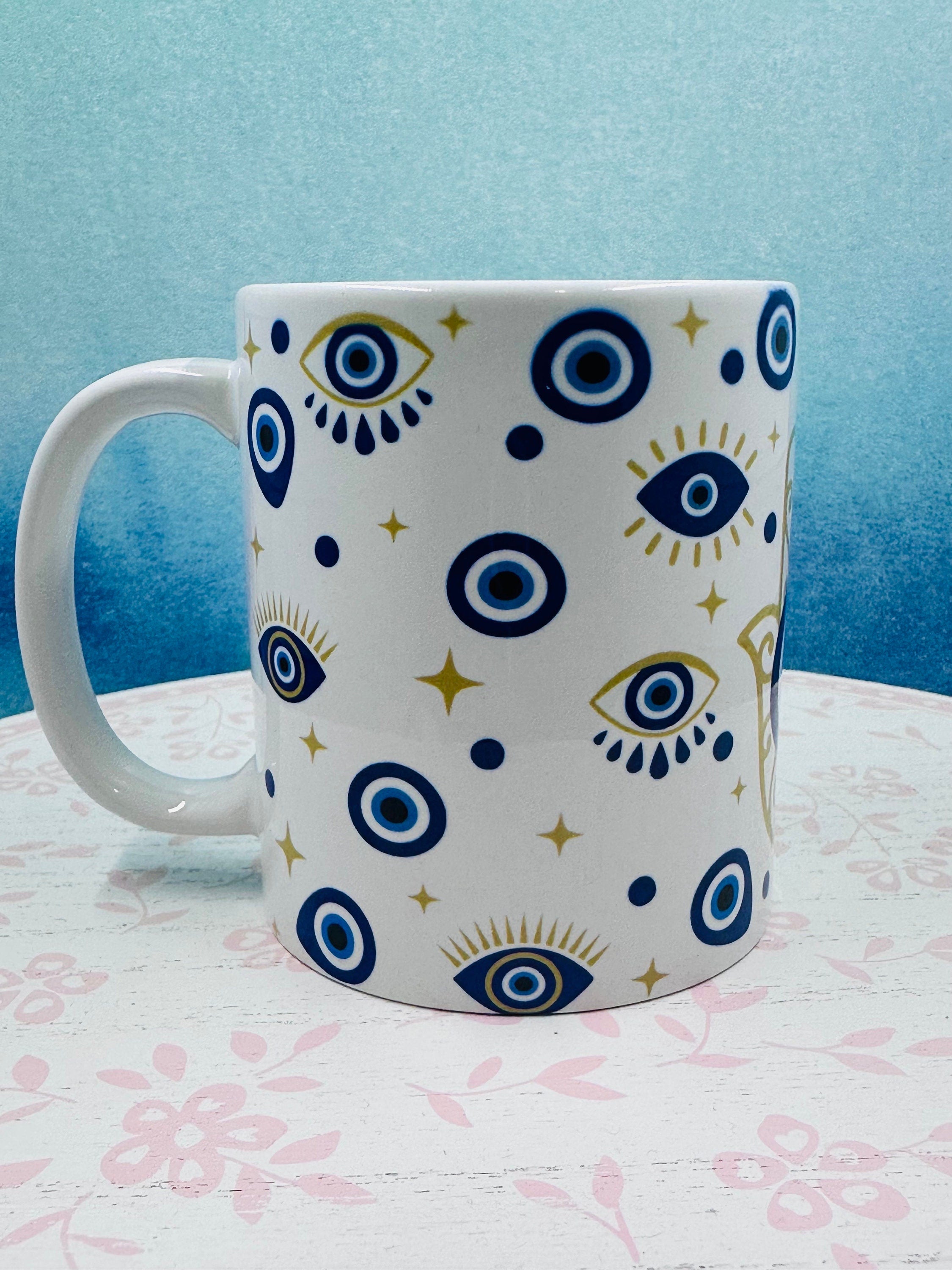Personalized Mug, Evil Eye Mugs, 11oz Mug, Evil Eye Design Mugs, Mugs, Custom mugs, Kitchenware, Evil Eye Design Mug
