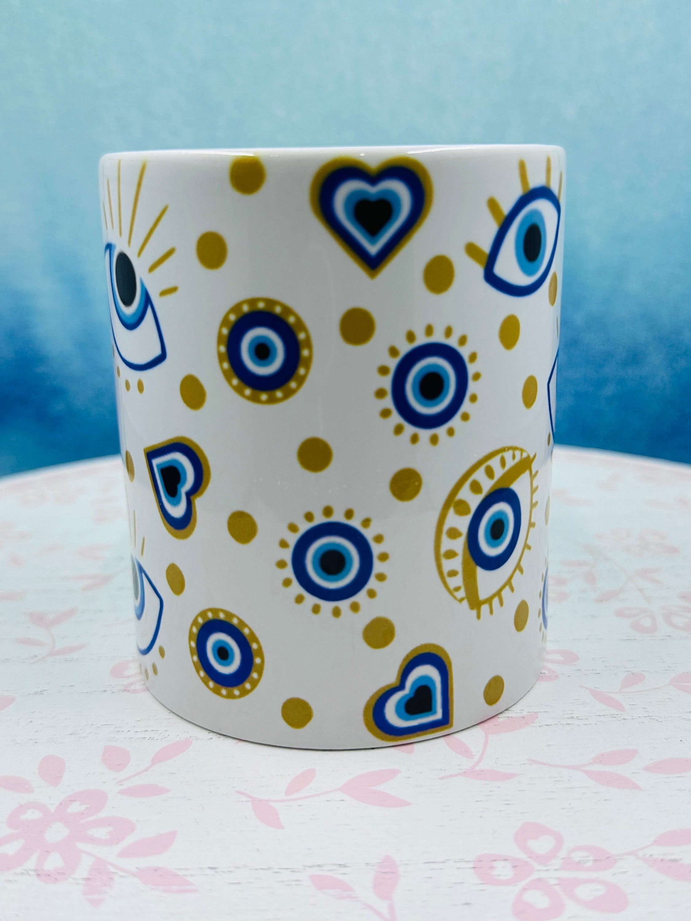 Personalized Mug, Evil Eye Mugs, 11oz Mug, Evil Eye Design Mugs, Mugs, Custom mugs, Kitchenware, Evil Eye Design Mug