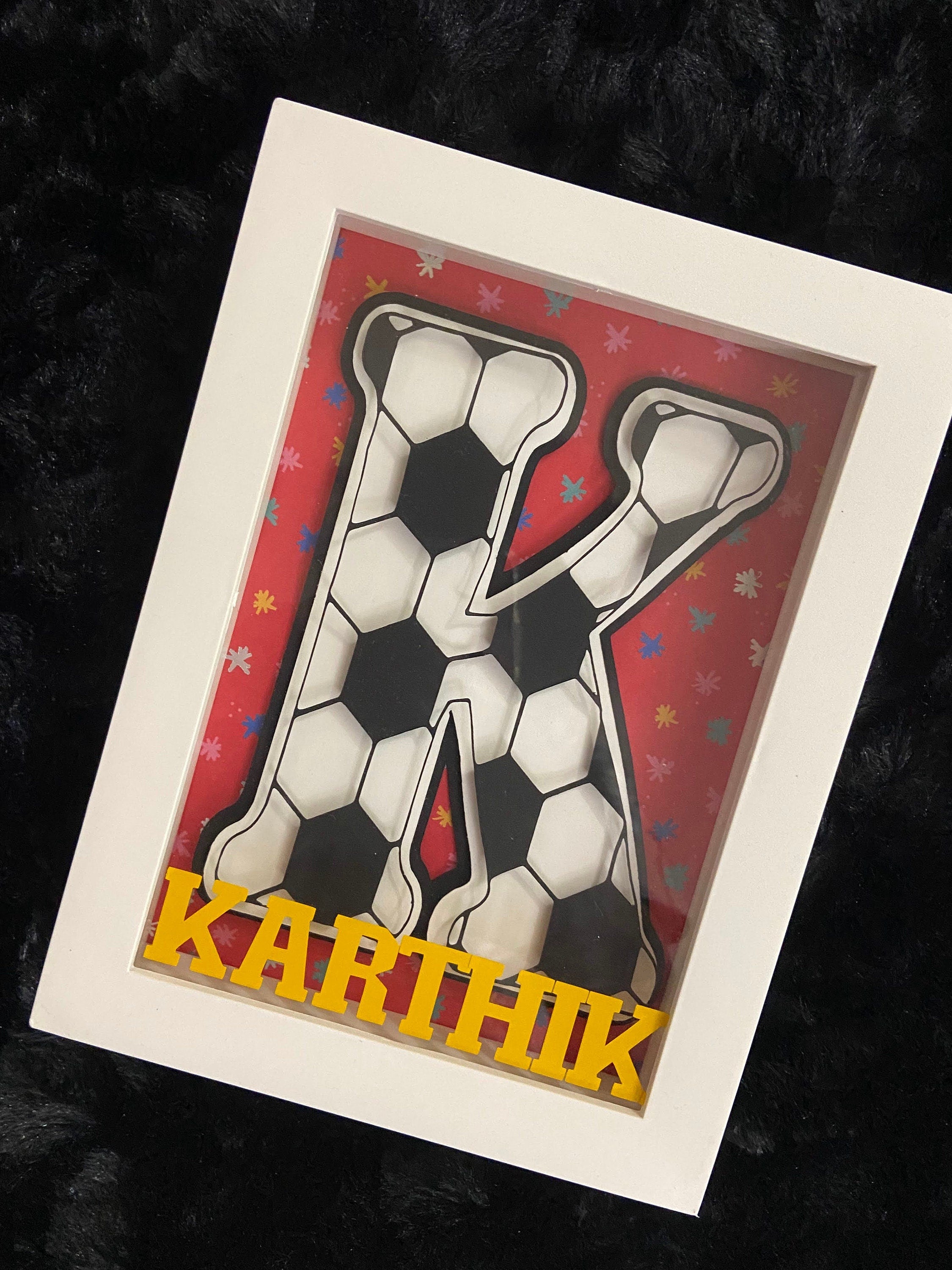 Soccer Ball Alphabet Layered Shadow Box,Layered Shadow Box,Shadow Box,Shadow Box for Kids Room,Wall Display