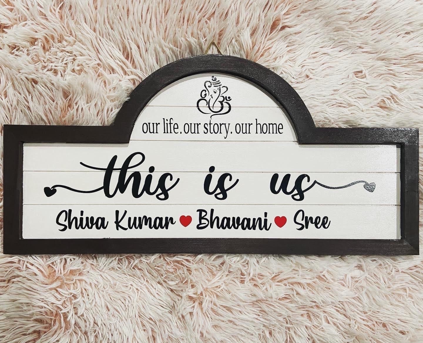 This is us Sign,Family Name Sign,Name Boards,Family Name Boards,Entryway Sign,Indian Family Name Boards,Welcome Board