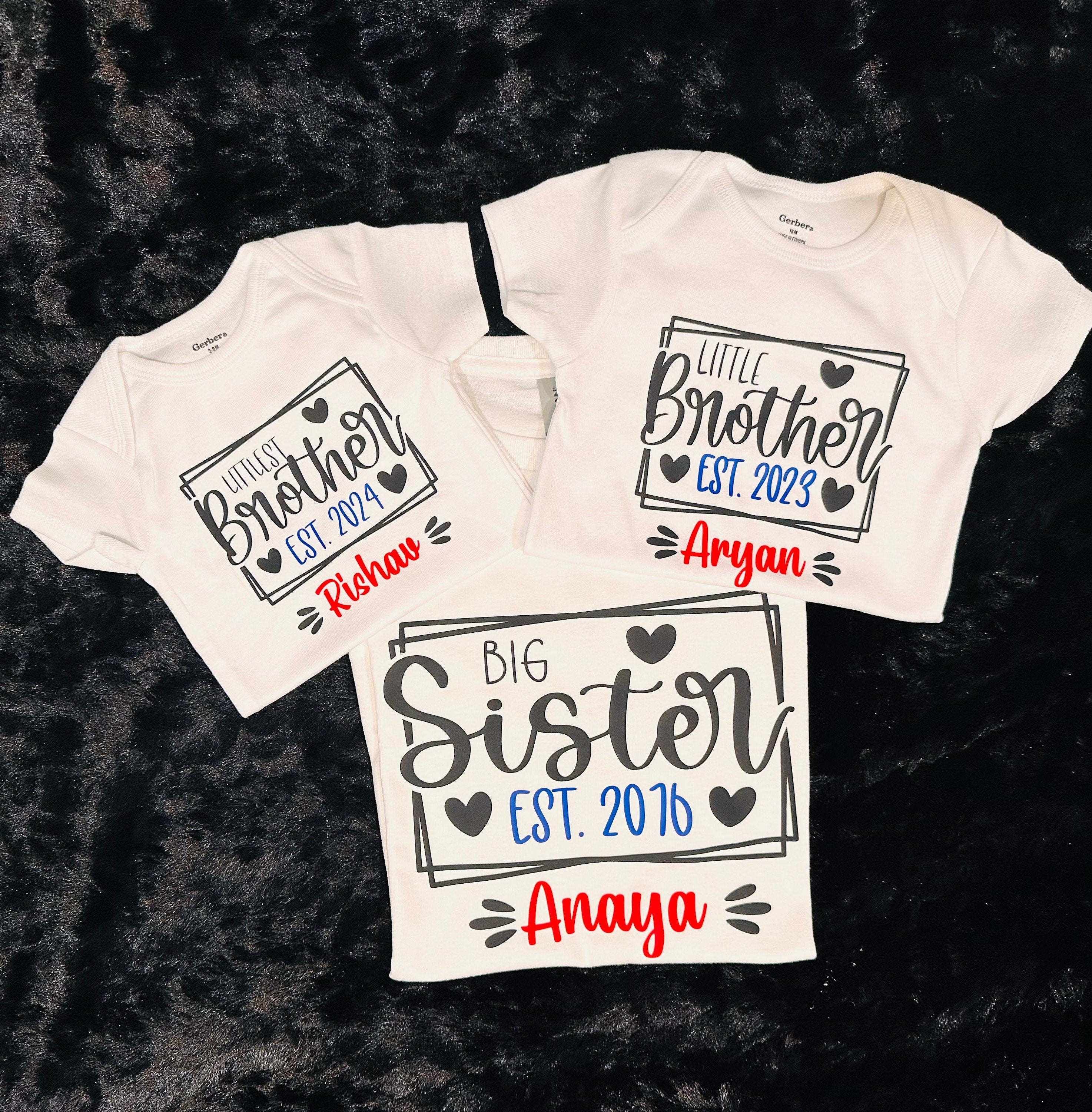 Custom T-Shirts,Custom Onesies, Sibling Matching T-Shirts,Sibling T-Shirts
