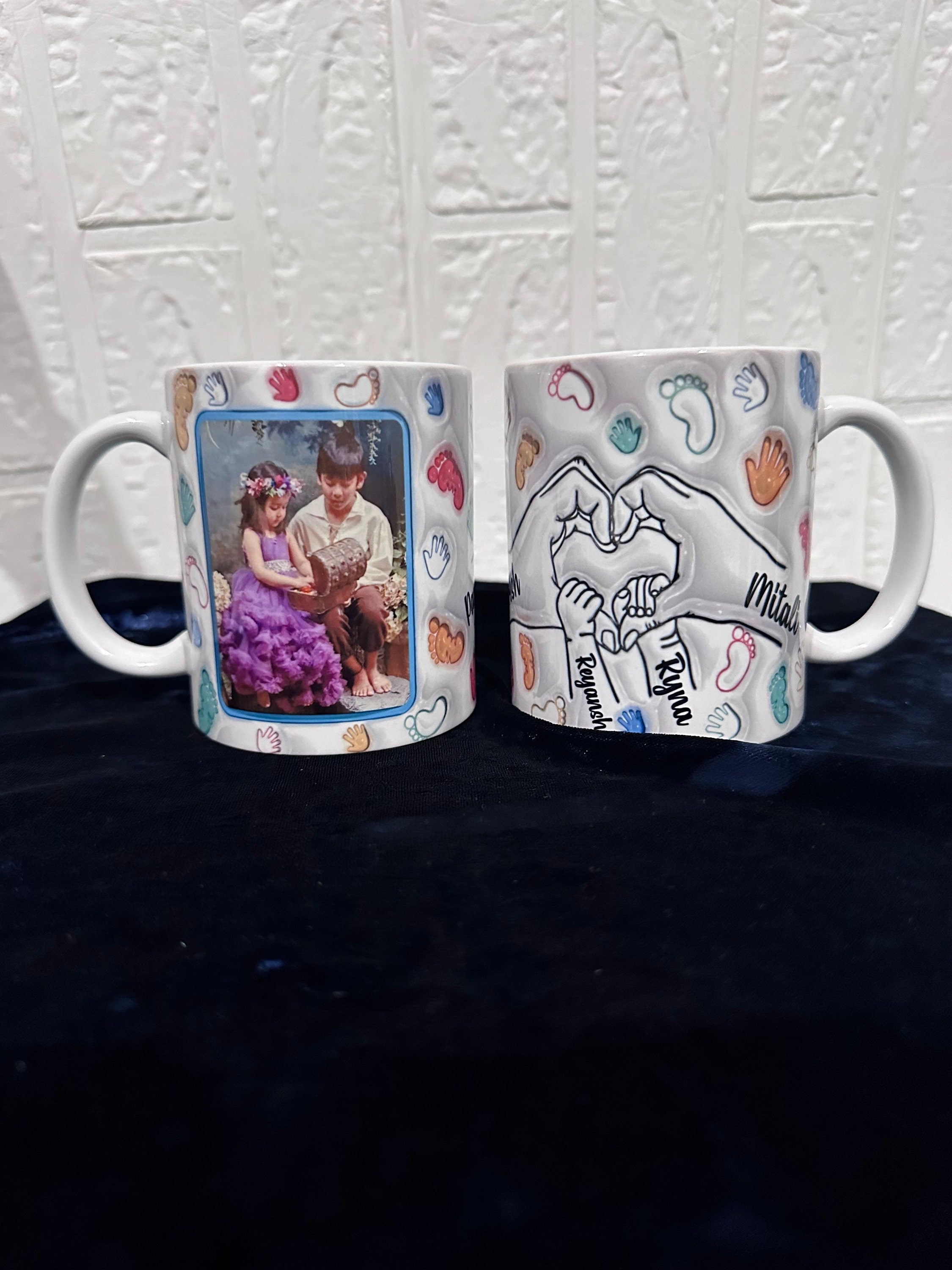Family Mugs, Mugs, Photo Mugs, Custom Mugs, Personalized Photo Mugs, Gifts for Family, Family Matching Mugs, 3D inflated Family Mugs, Family