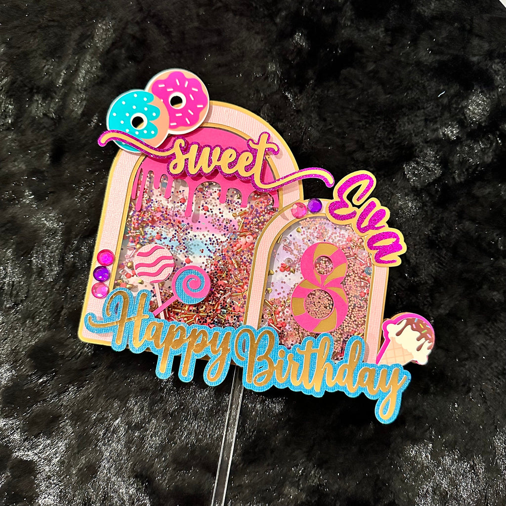 Candy Theme Caketopper, Happy Birthday Caketopper, Candy Caketopper, Shaker Caketopper, Candy Themed Party, Party Decorations, Party Toppers