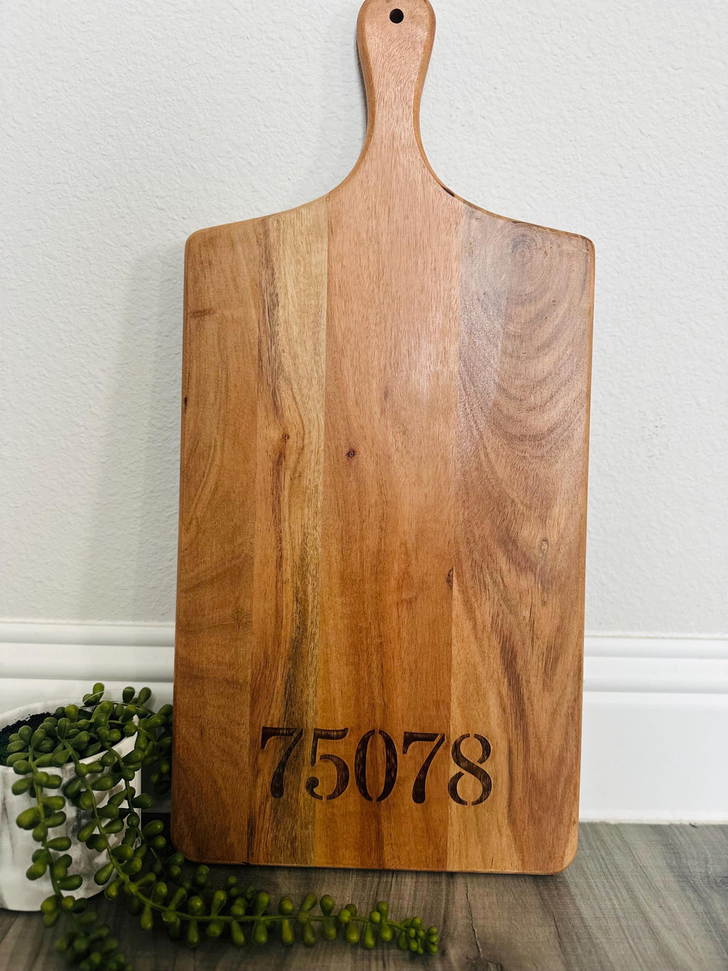Personalized Acacia Wood Cutting Board, Custom Zip Code, Name, Business Logo, Laser Engraved Charcuterie Board, Realtor Gift, Housewarming