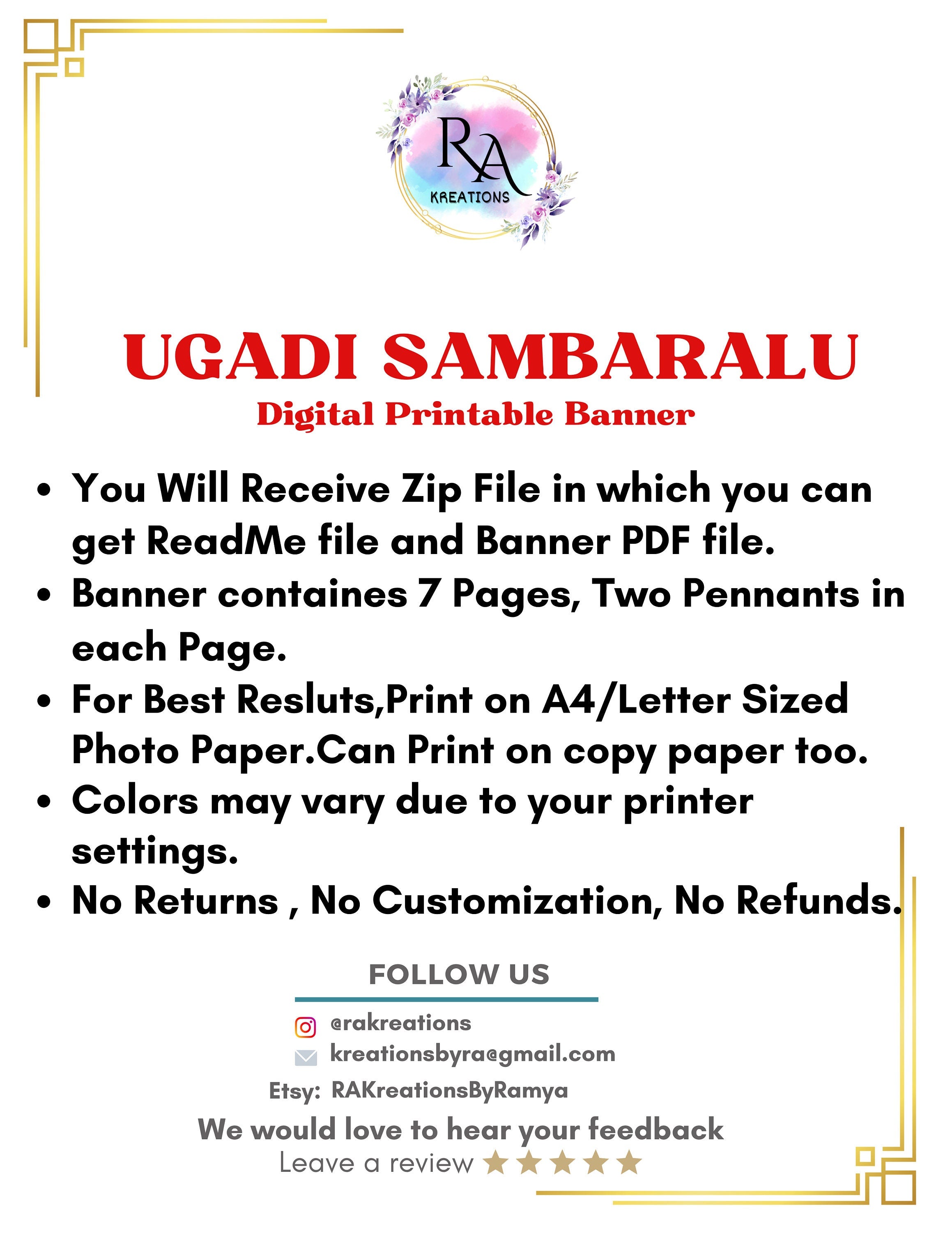 Ugadi Sambaralu Banner Digital Download, Ugadi Banner, Ugadi Digital Banner , Ugadi Printable Banner, Indian Festival Banner, Ugadi Festival