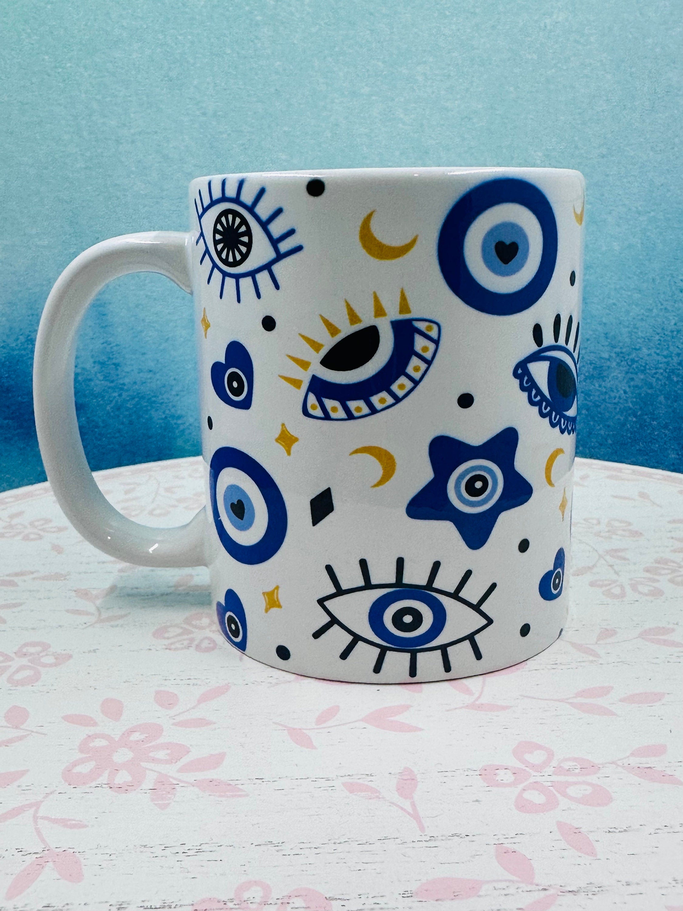 Personalized Mug, Evil Eye Mugs, 11oz Mug, Evil Eye Design Mugs, Mugs, Custom mugs, Kitchenware, Evil Eye Design Mug