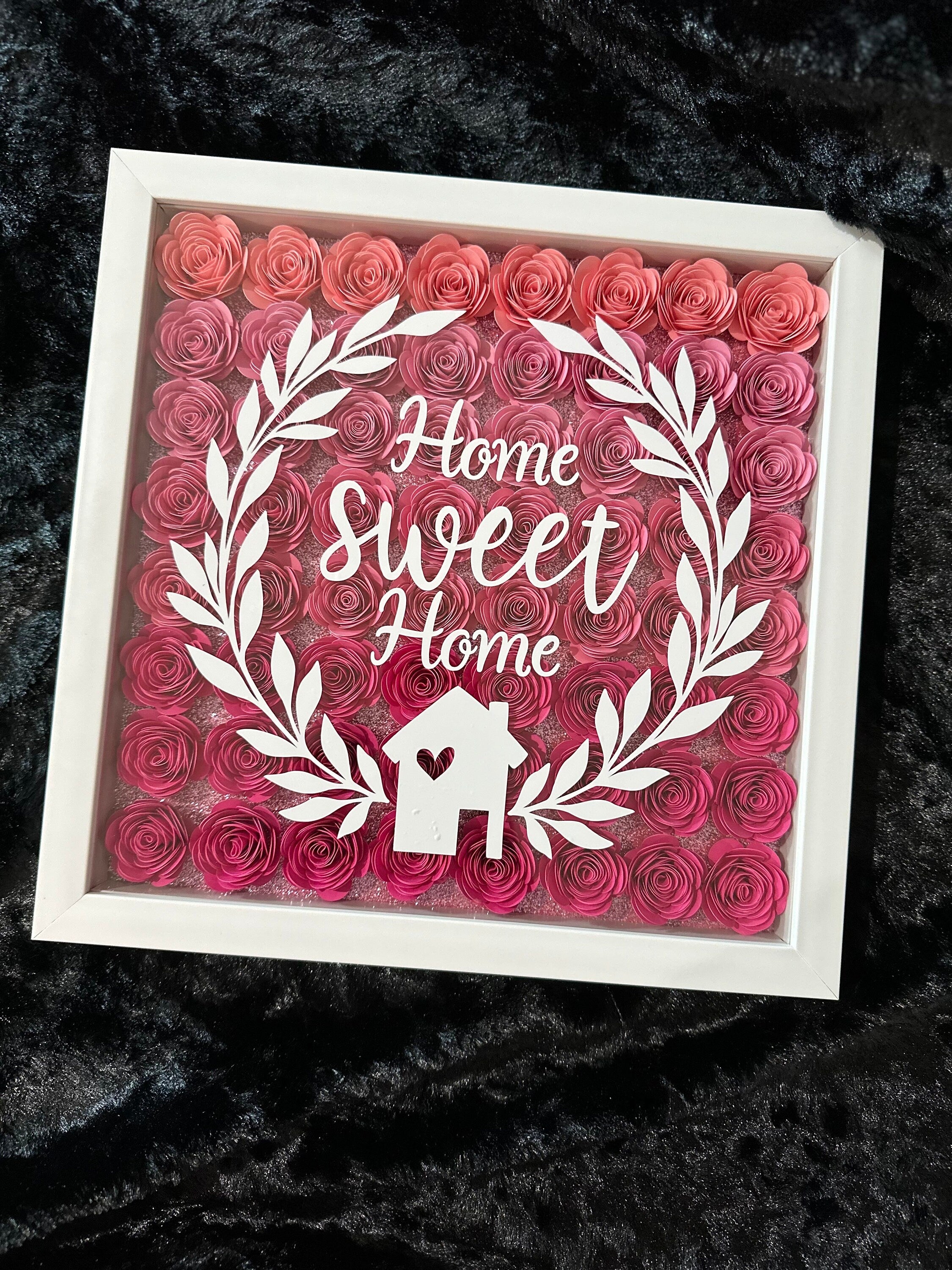 Home Shadow Box, Housewarming Gifts, Shadow Box, Paperflowers Shadow Box, New Home Gift, Gifts for Housewarming, Home Decor, Home sweet Home