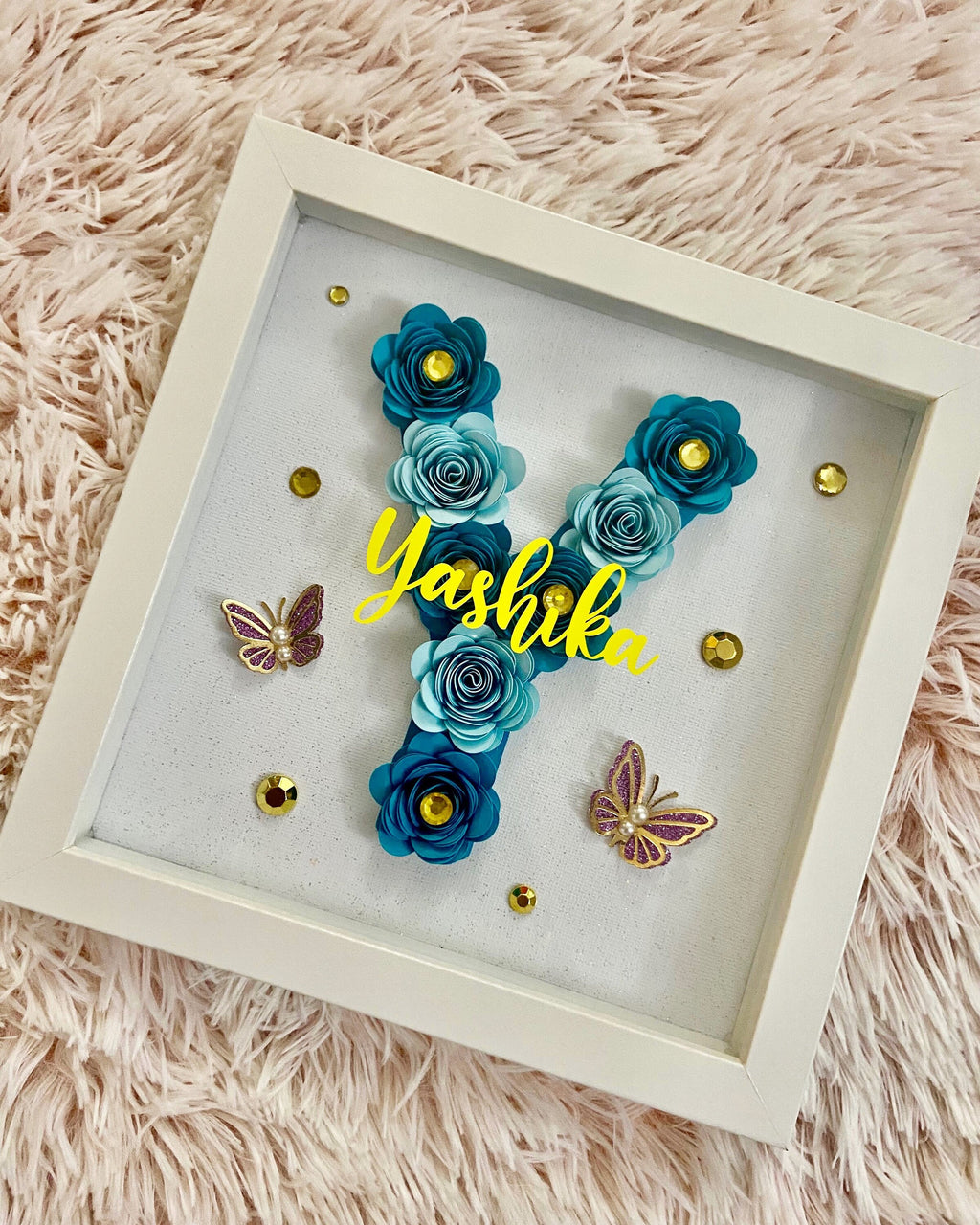 Personalised Initial Shadow Box, Custom Shadow Box, Paper flower Shadow Box, ShadowBox, Return Gifts, Initial Shadow Box, Birthday Gifts