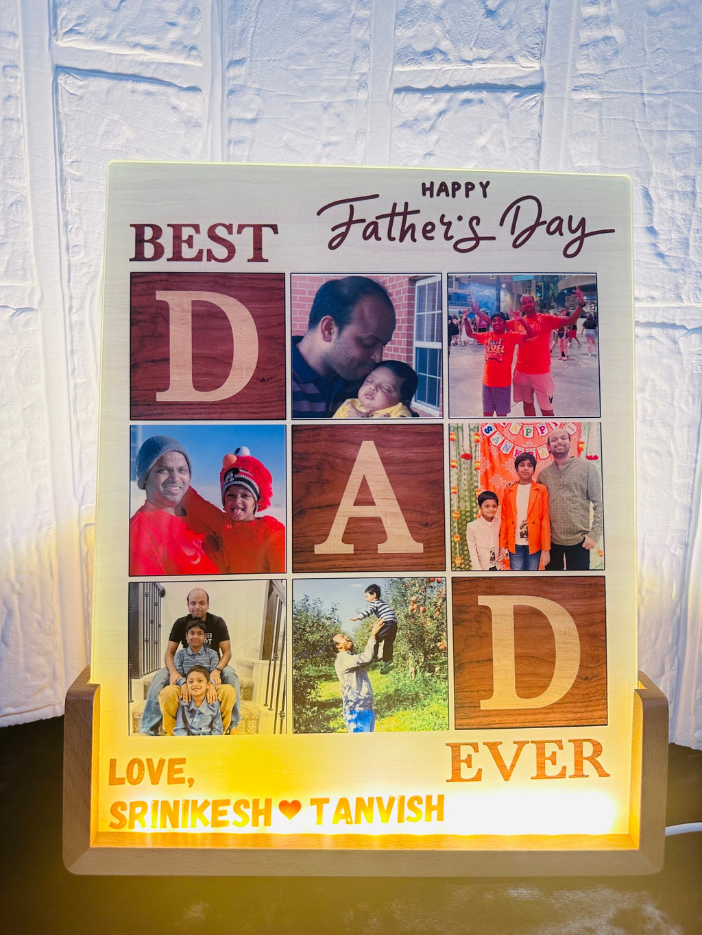 Father's Day Photo Frame with Light, Dad Gifts, Dad Photo frame, Light Frame, unique gifts, Unique Dad Gifts, Fathers day Gifts, Glass Frame