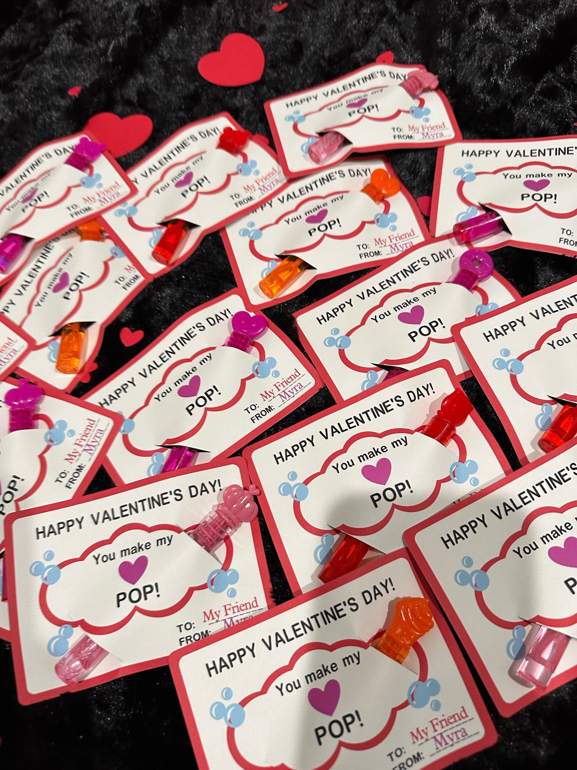 Valentine Cards with Bubble Wand,Classroom Valentines, Valentine card,Kids Valentines