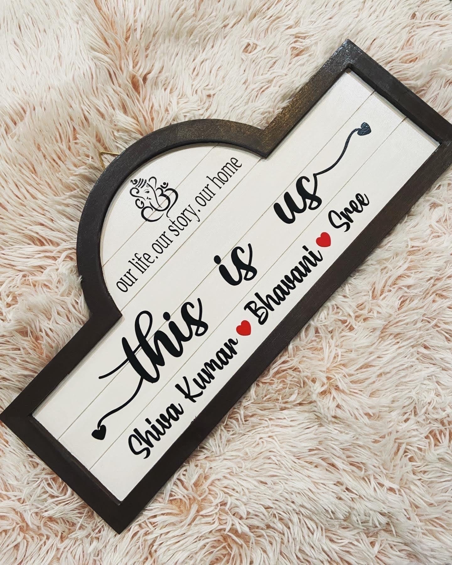 This is us Sign,Family Name Sign,Name Boards,Family Name Boards,Entryway Sign,Indian Family Name Boards,Welcome Board