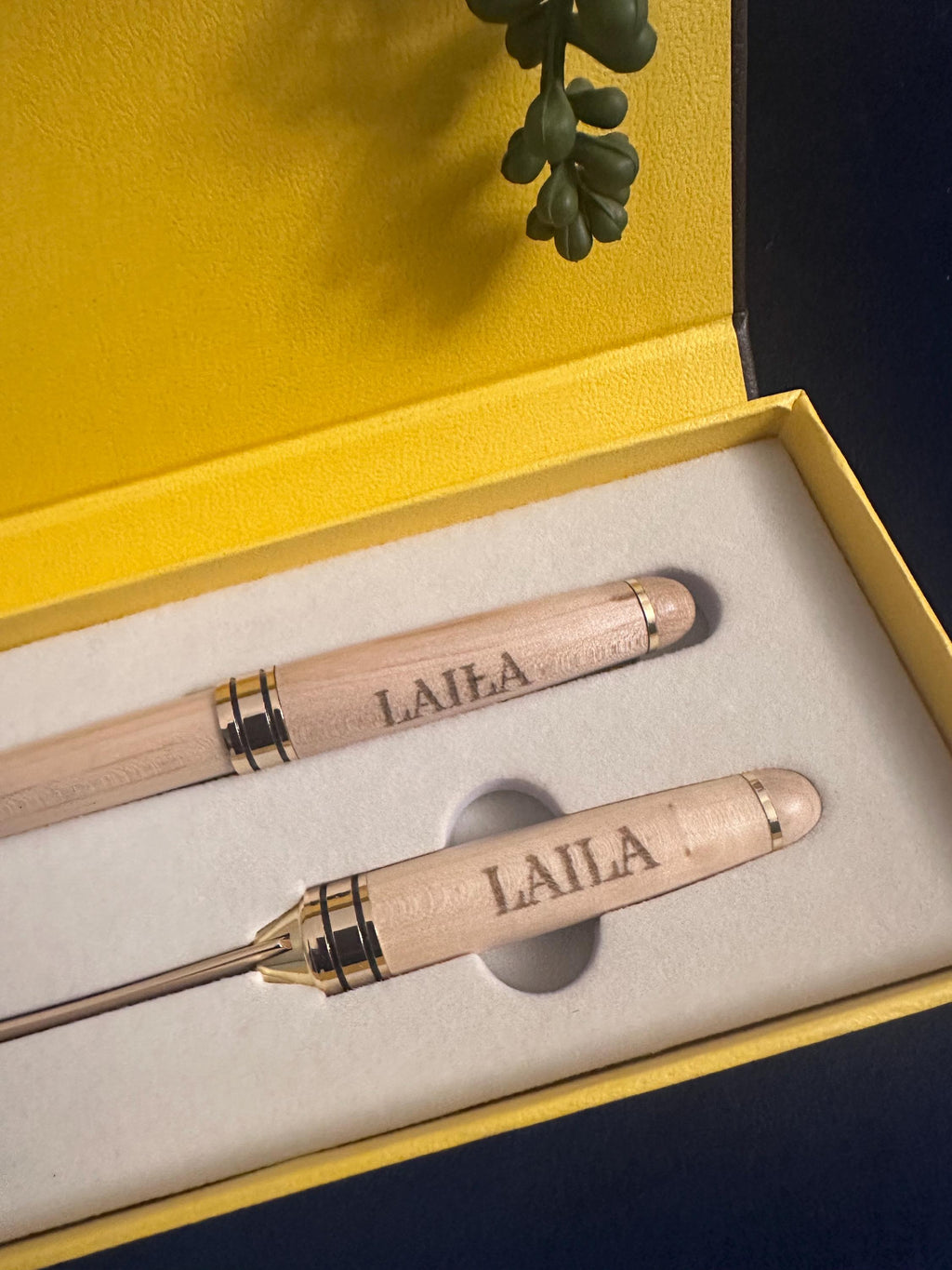 Maple Desk Gift Set with Pen and Letter Opener, Engraved Pen Set with Leather Case, Laser Engraved Pen Set with Laser Engraved Case