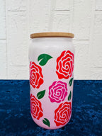 16oz Libby Glass can, Gradient Ombre Pink Glass can, Gifts for Girls, Shimmer Glass Tumbler, 16oz Glass Tumbler, Glass Tumbler, Glass Can