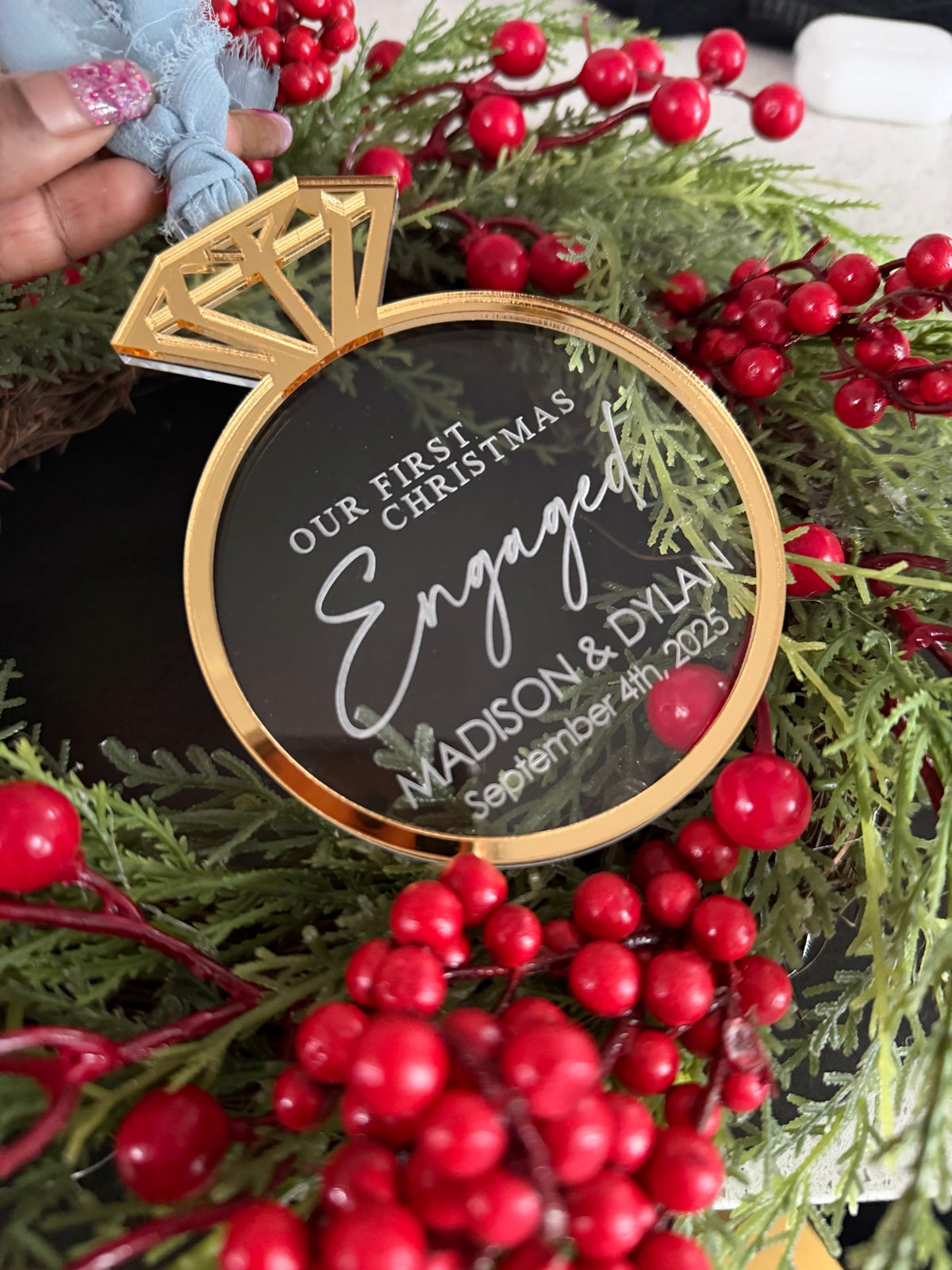 Our First Christmas Engaged Ornament