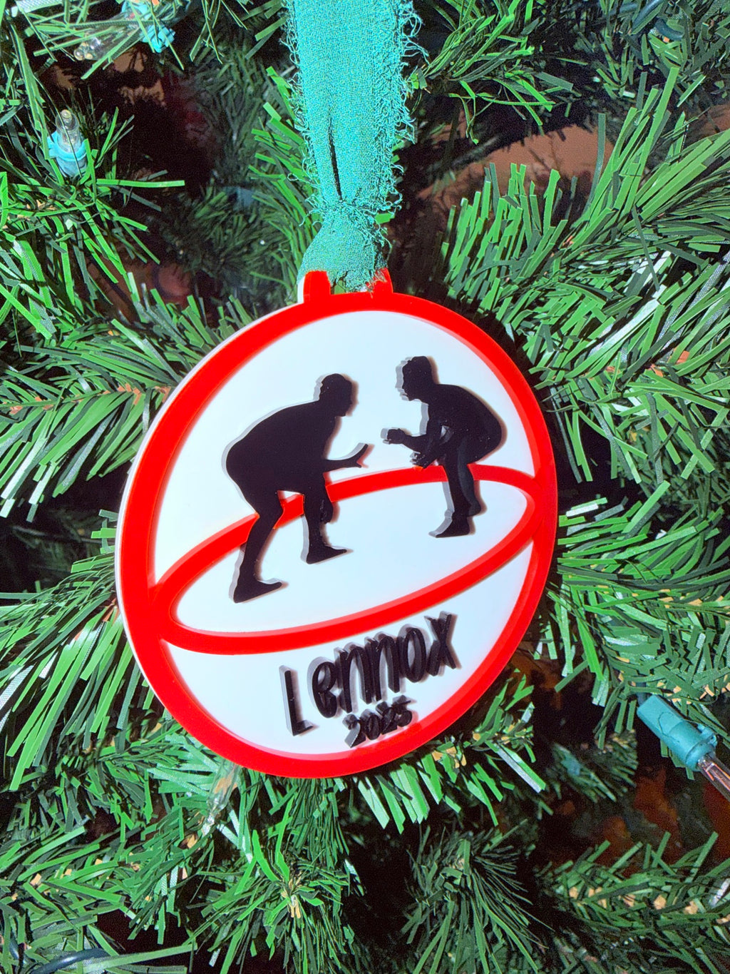 Personalized Wrestling Ornament red