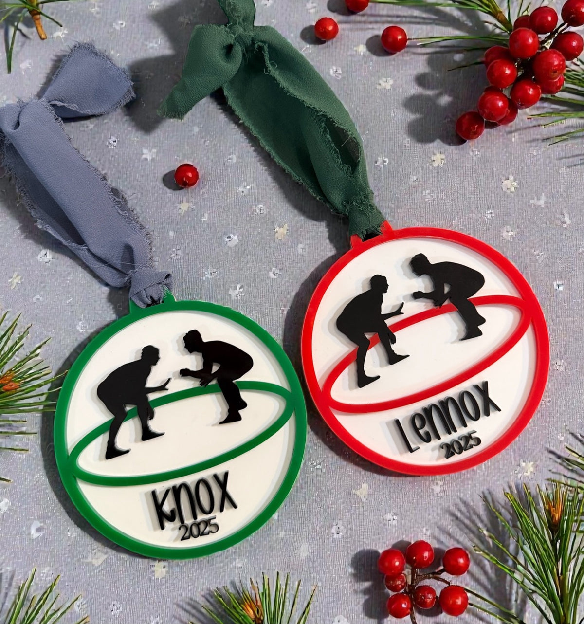 Personalized Wrestling Ornament green