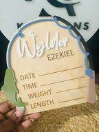 Personalized Fishing-Themed Baby Birth Announcement Sign