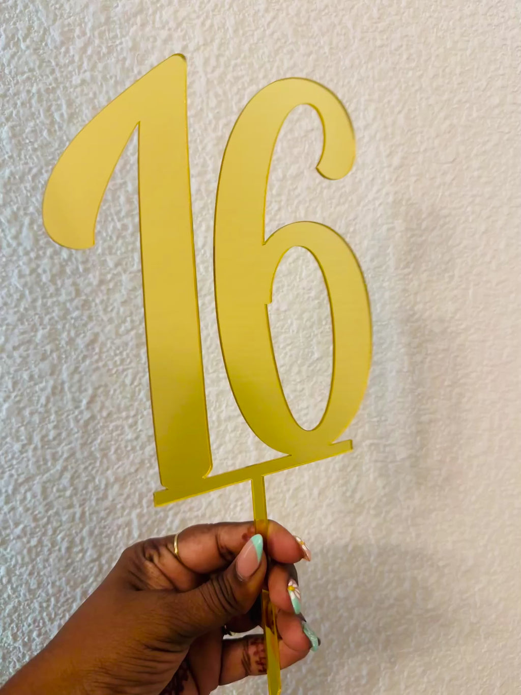 Acrylic Number Cake Topper – Any Number | Gold, Silver, or Custom Color | Birthday, Anniversary, Sweet 16