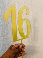 Acrylic Number Cake Topper – Any Number | Gold, Silver, or Custom Color | Birthday, Anniversary, Sweet 16