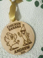 Chicken Banana Personalized Ornament